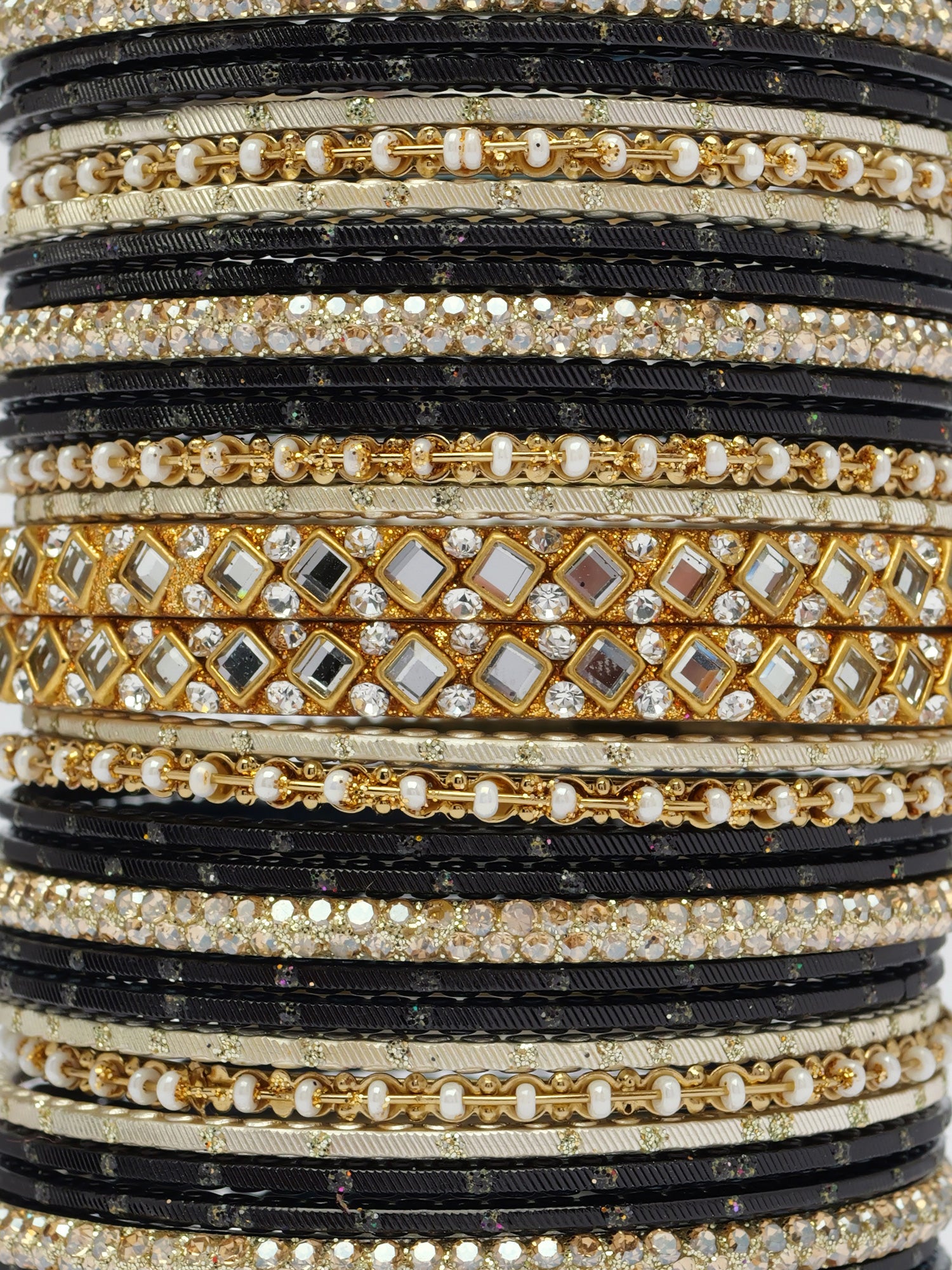 Shreya Bangle Set in Black and Antique Gold