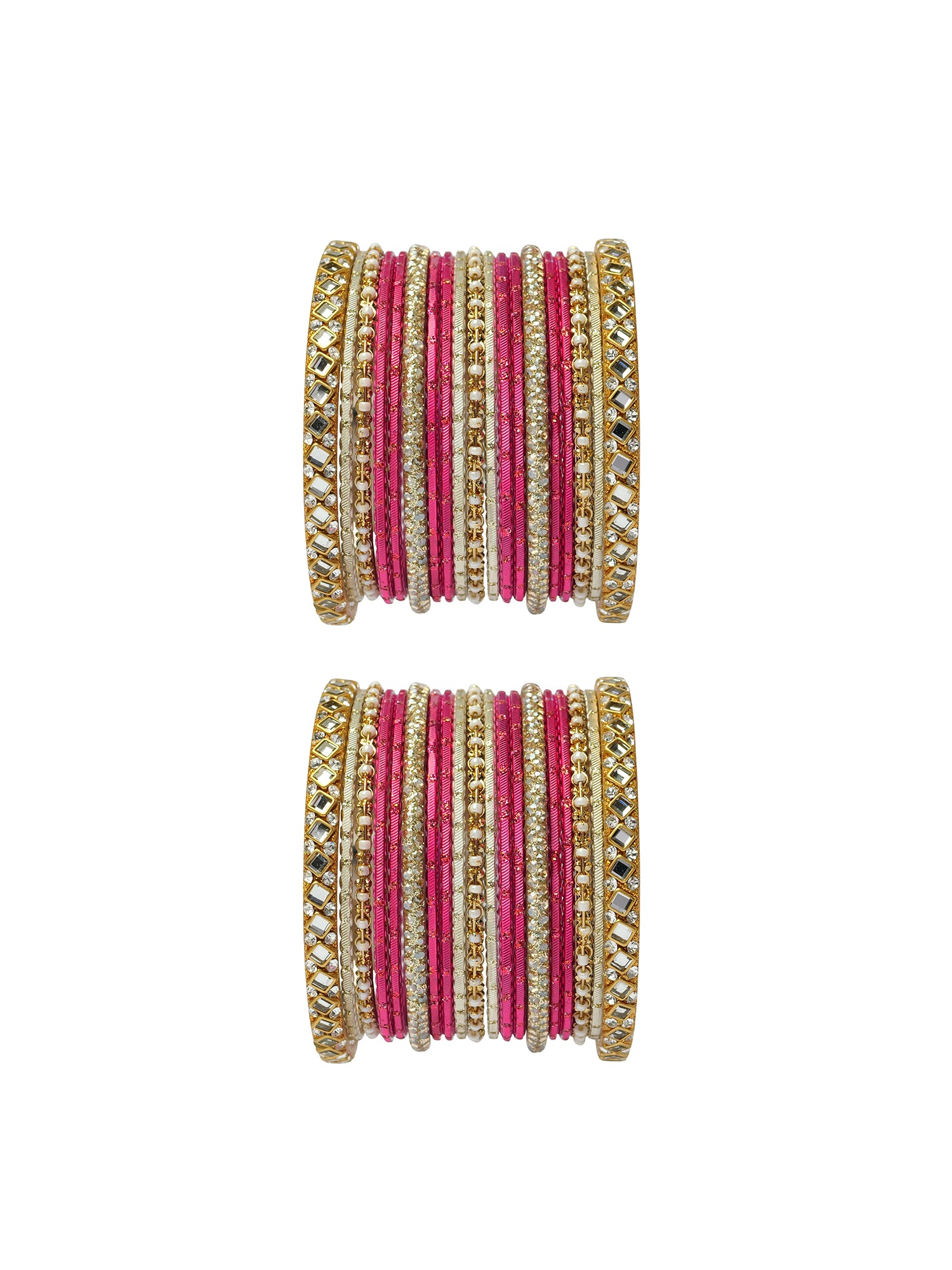 Shreya Bangle Set in Hot Pink and Antique Gold