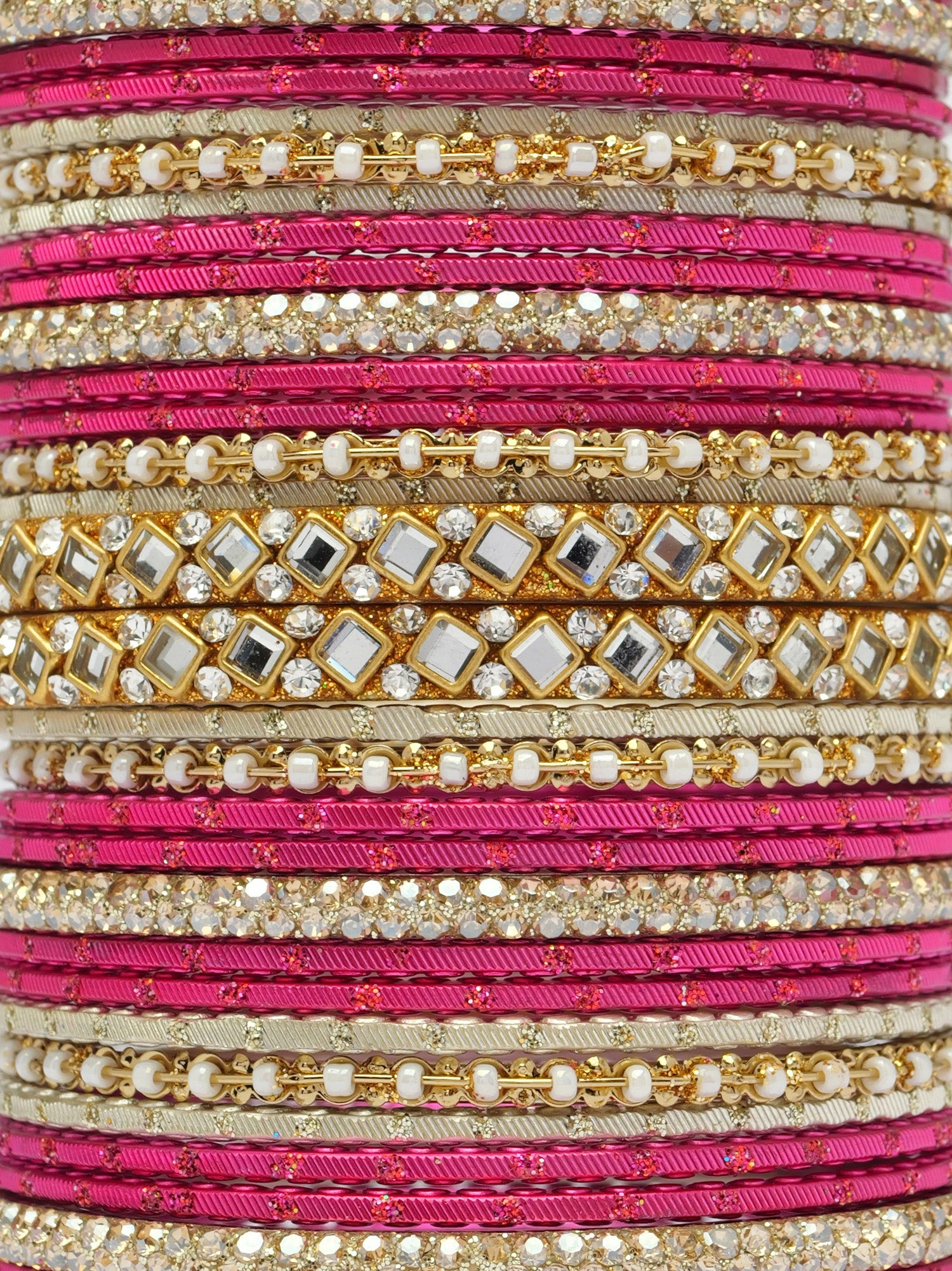 Shreya Bangle Set in Hot Pink and Antique Gold