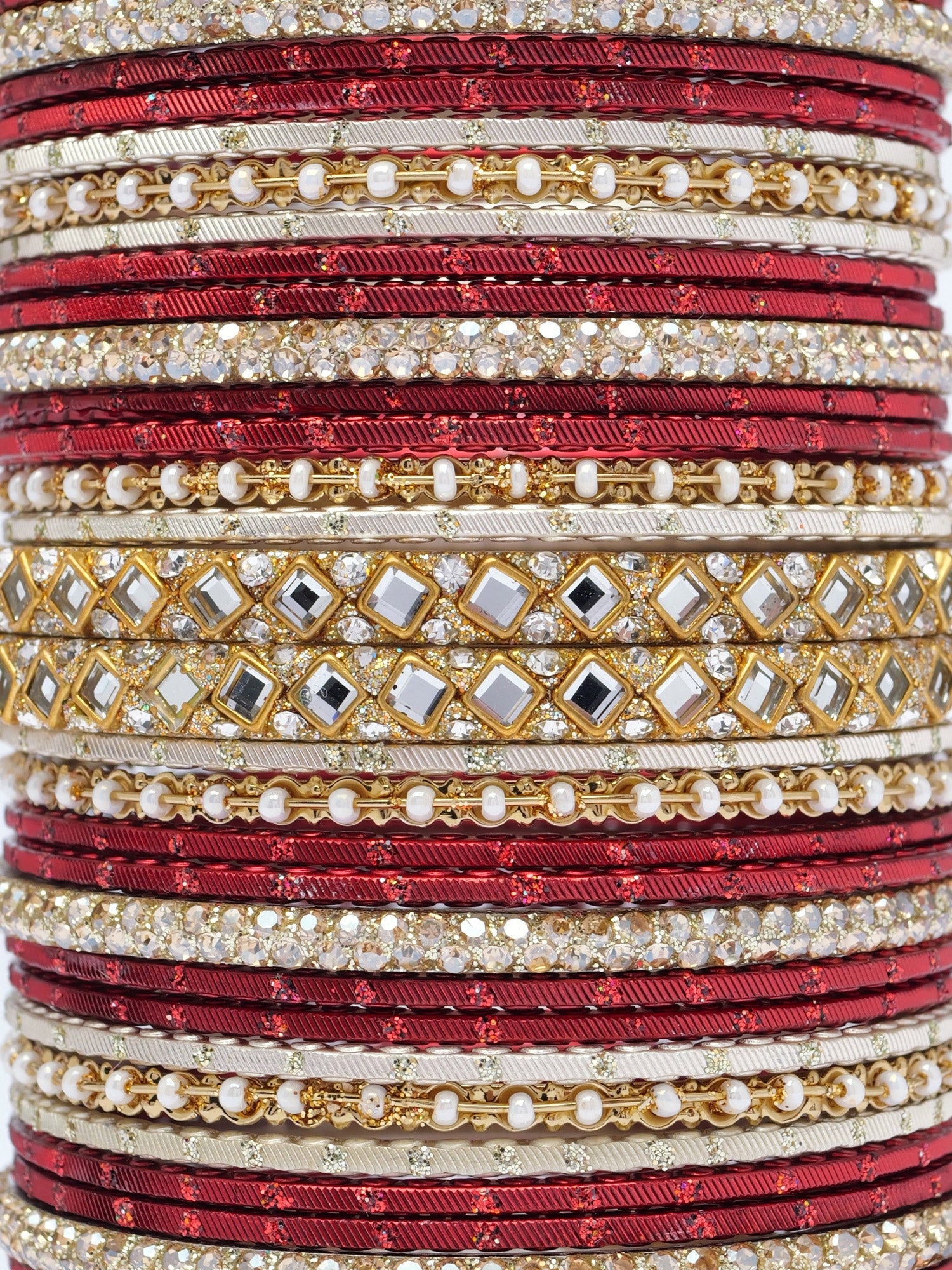 Shreya Bangle Set in Maroon and Antique Gold