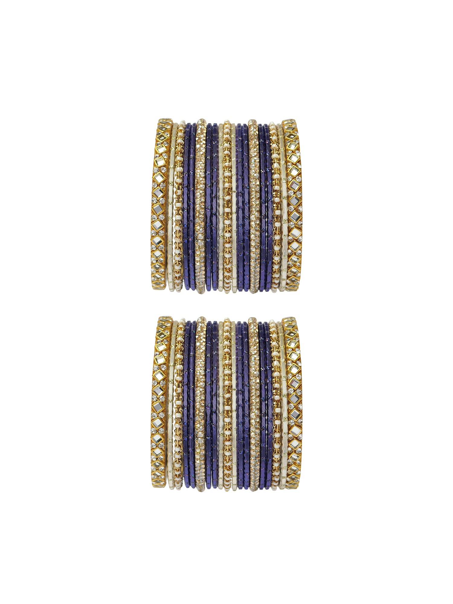 Shreya Bangle Set in Navy and Antique Gold