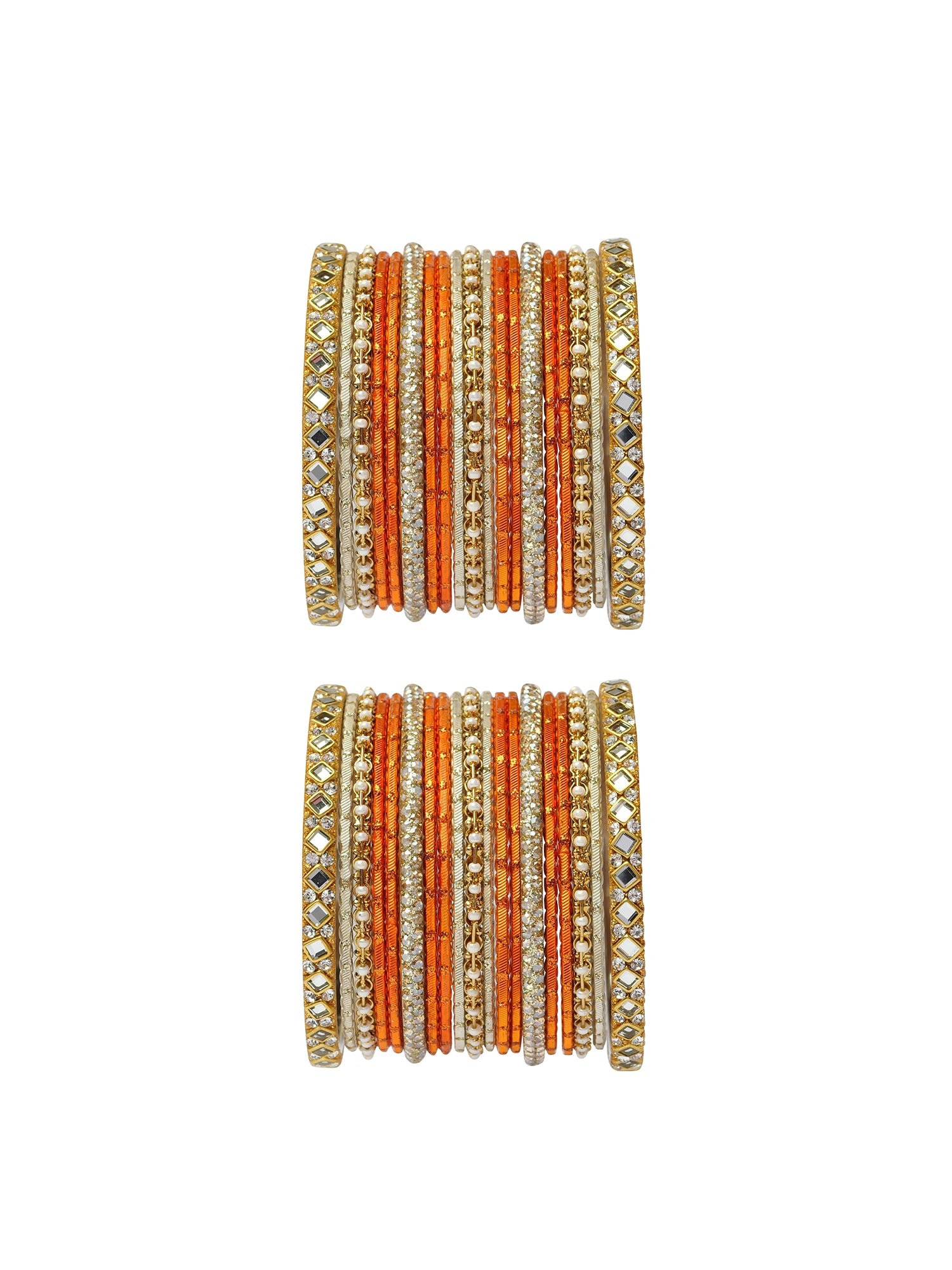 Shreya Bangle Set in Orange and Antique Gold