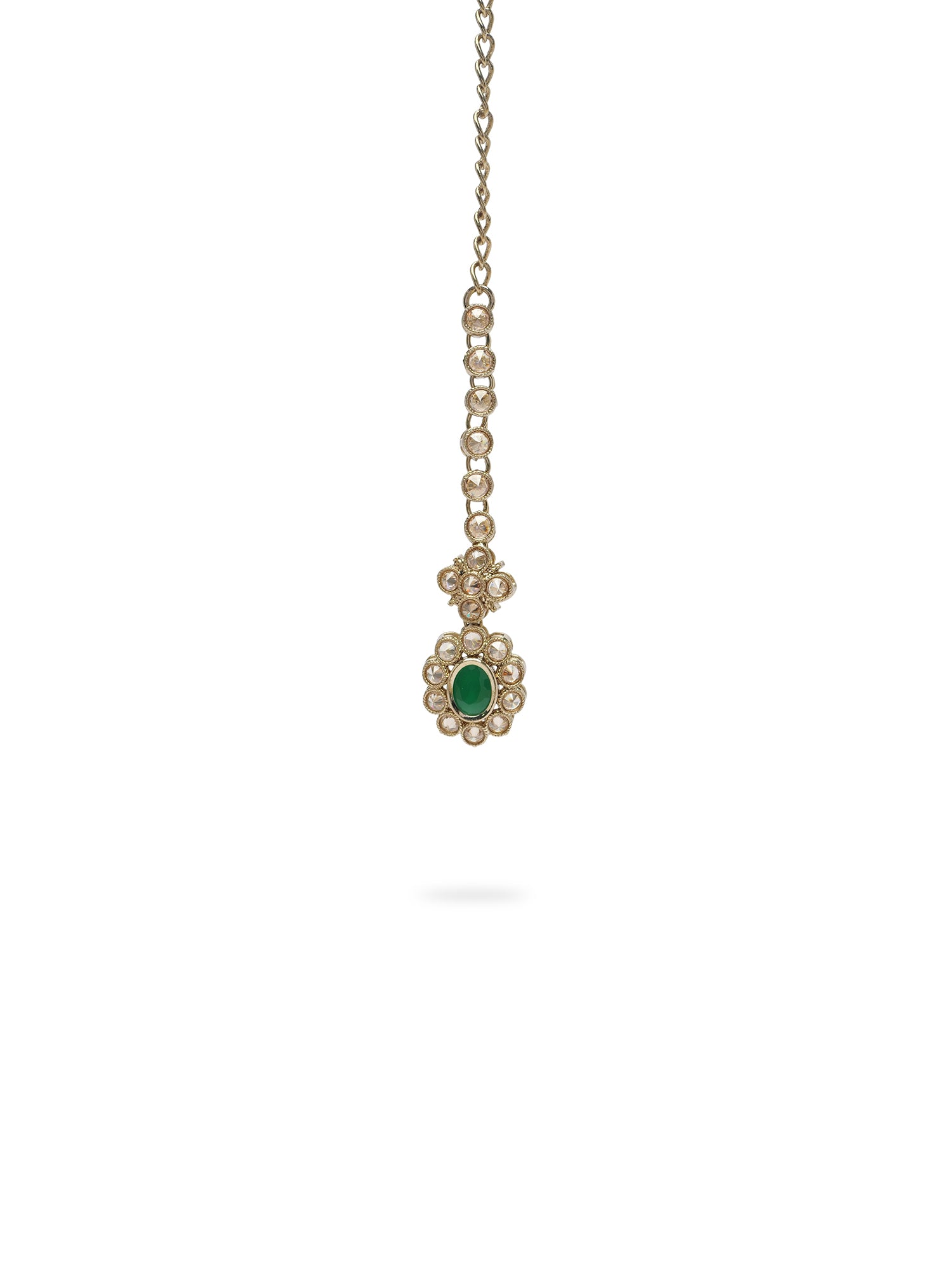 Shruti Maang Tikka in Green