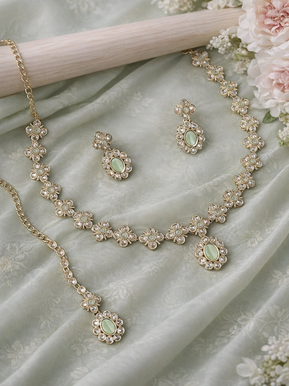 Shruti Necklace Set in Mint