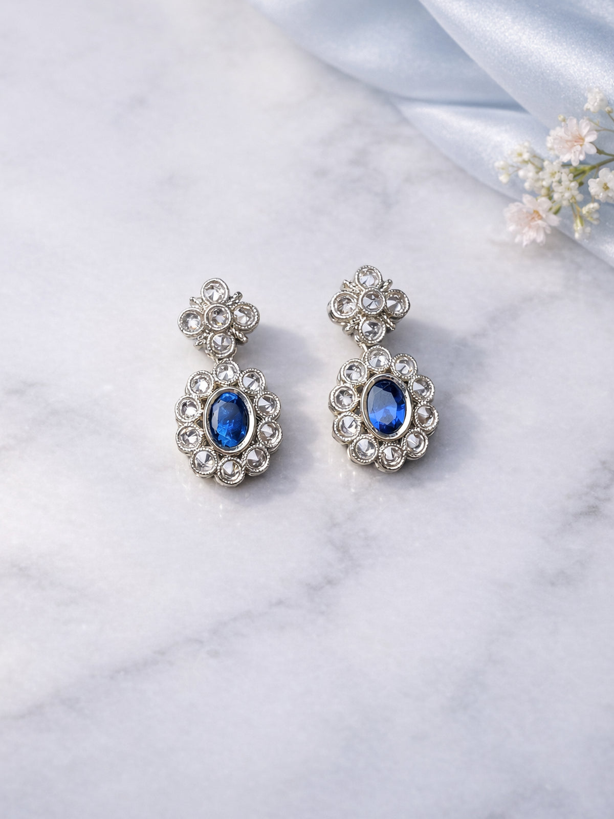 Shruti Small Earrings in Dark Blue