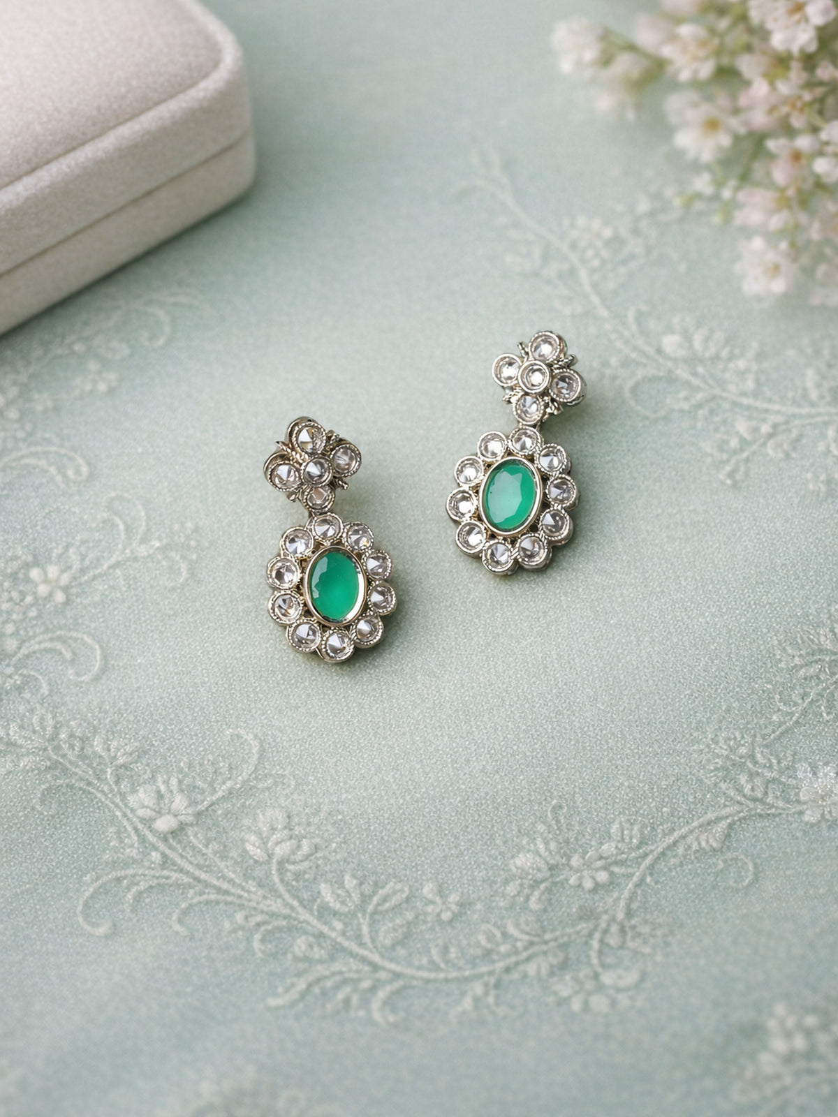 Shruti Small Earrings in Green
