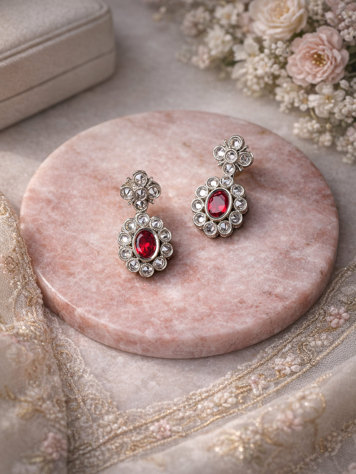 Shruti Small Earrings in Maroon