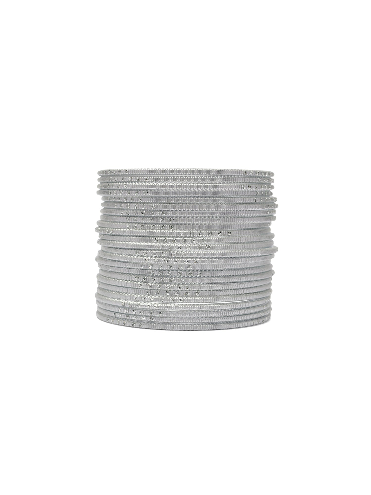 Silver Glitter Etched Bangles