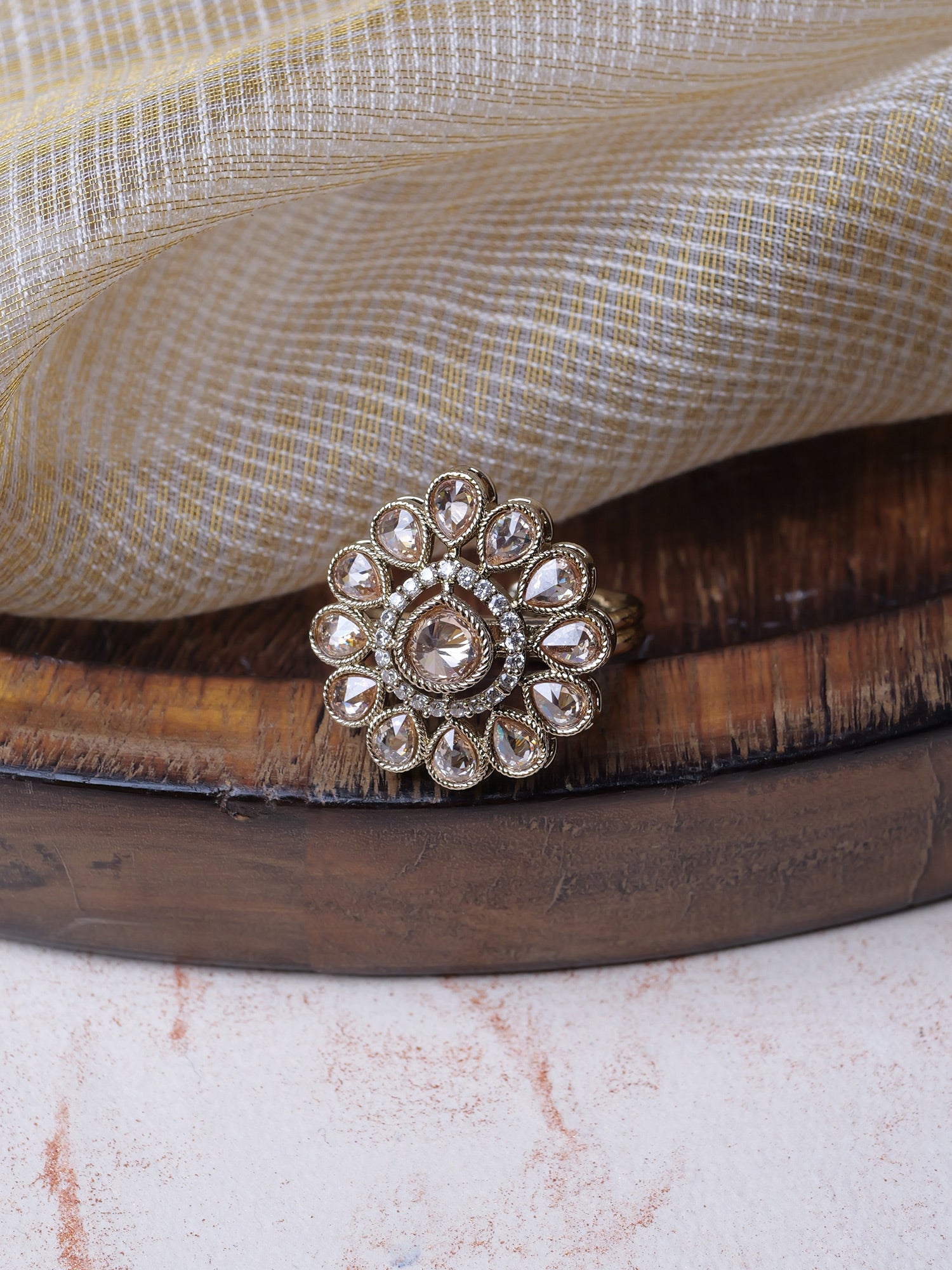 Simran Ring in Champagne and Antique Gold