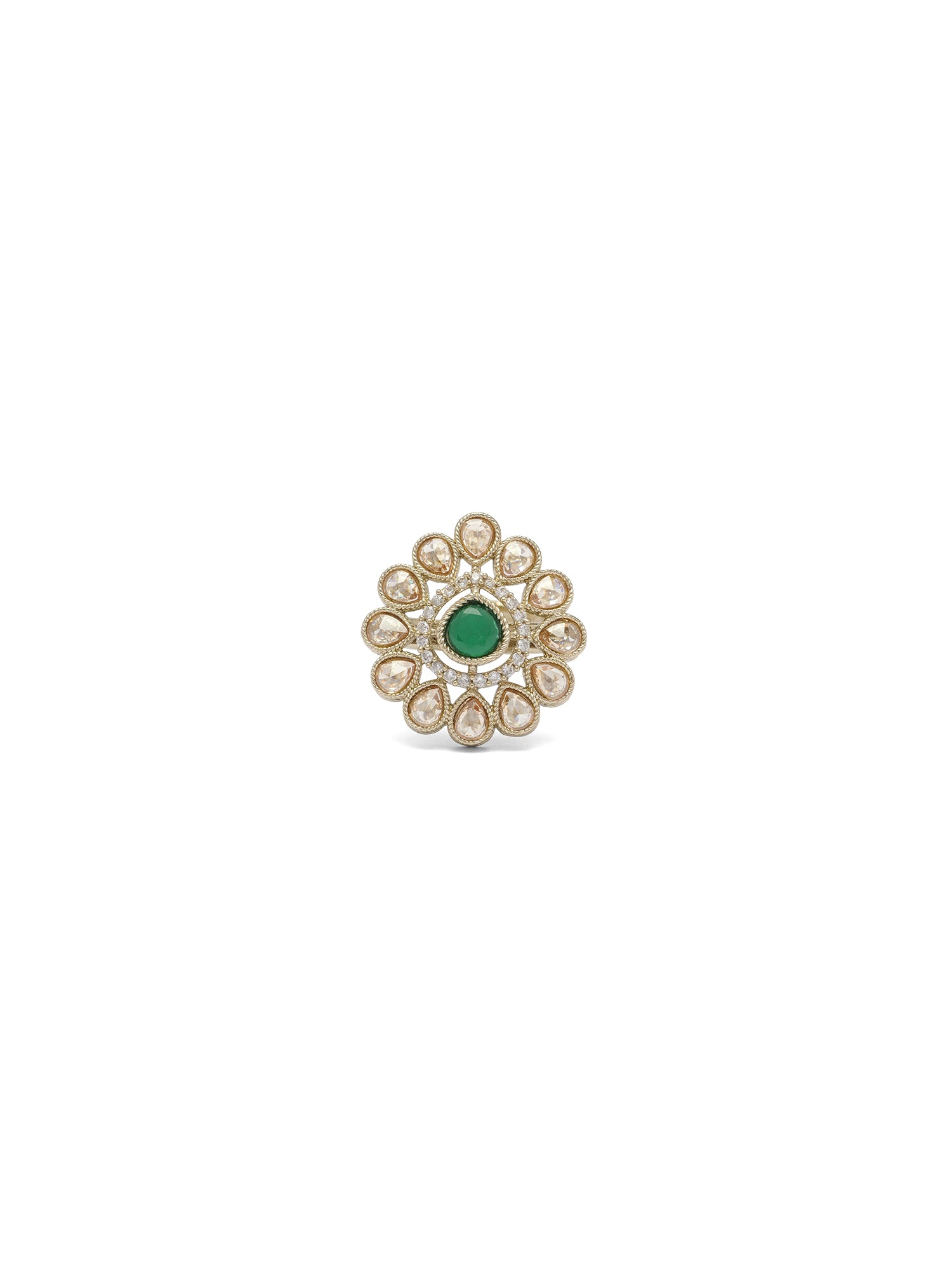 Simran Ring in Green and Antique Gold
