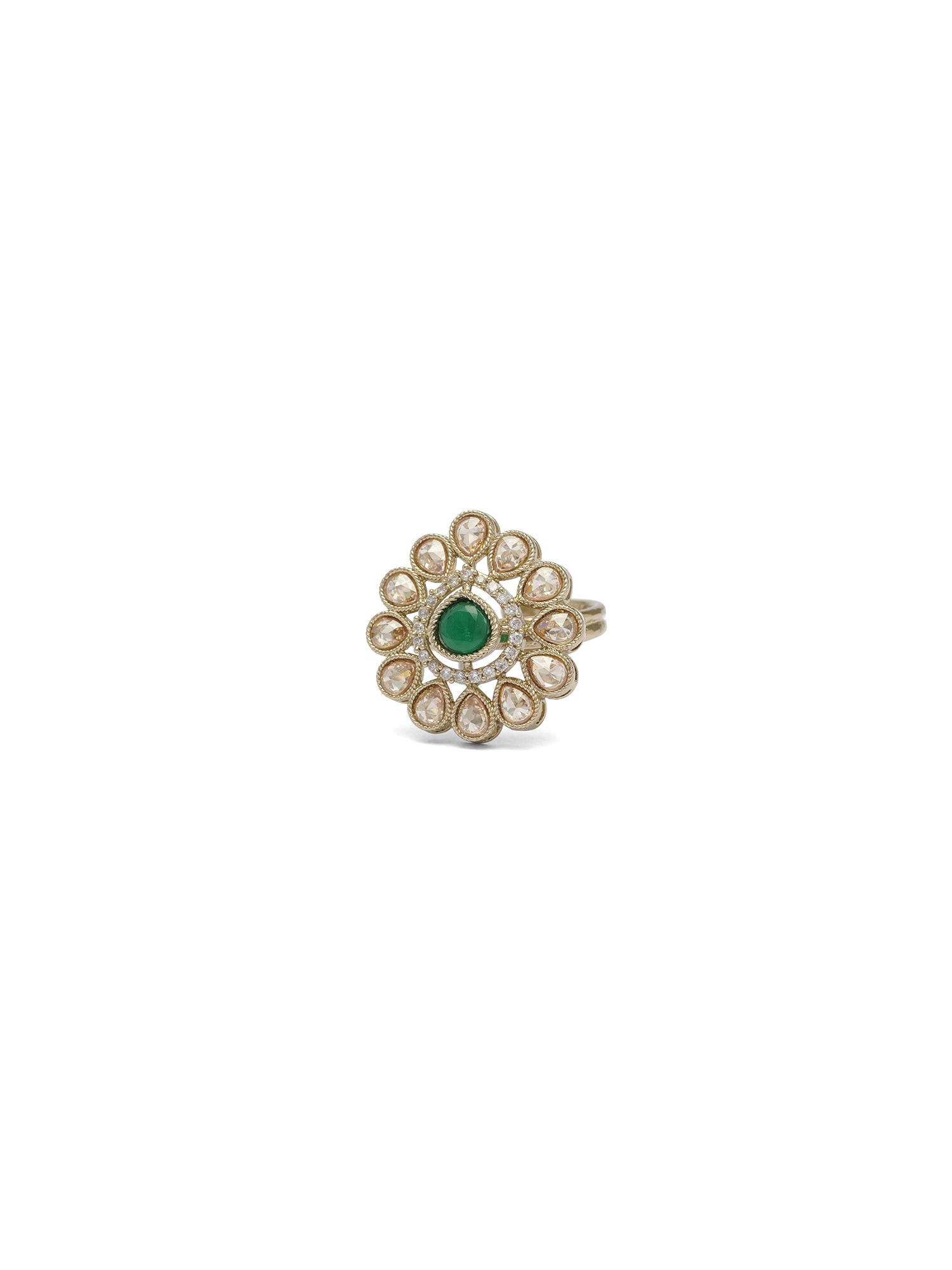Simran Ring in Green and Antique Gold