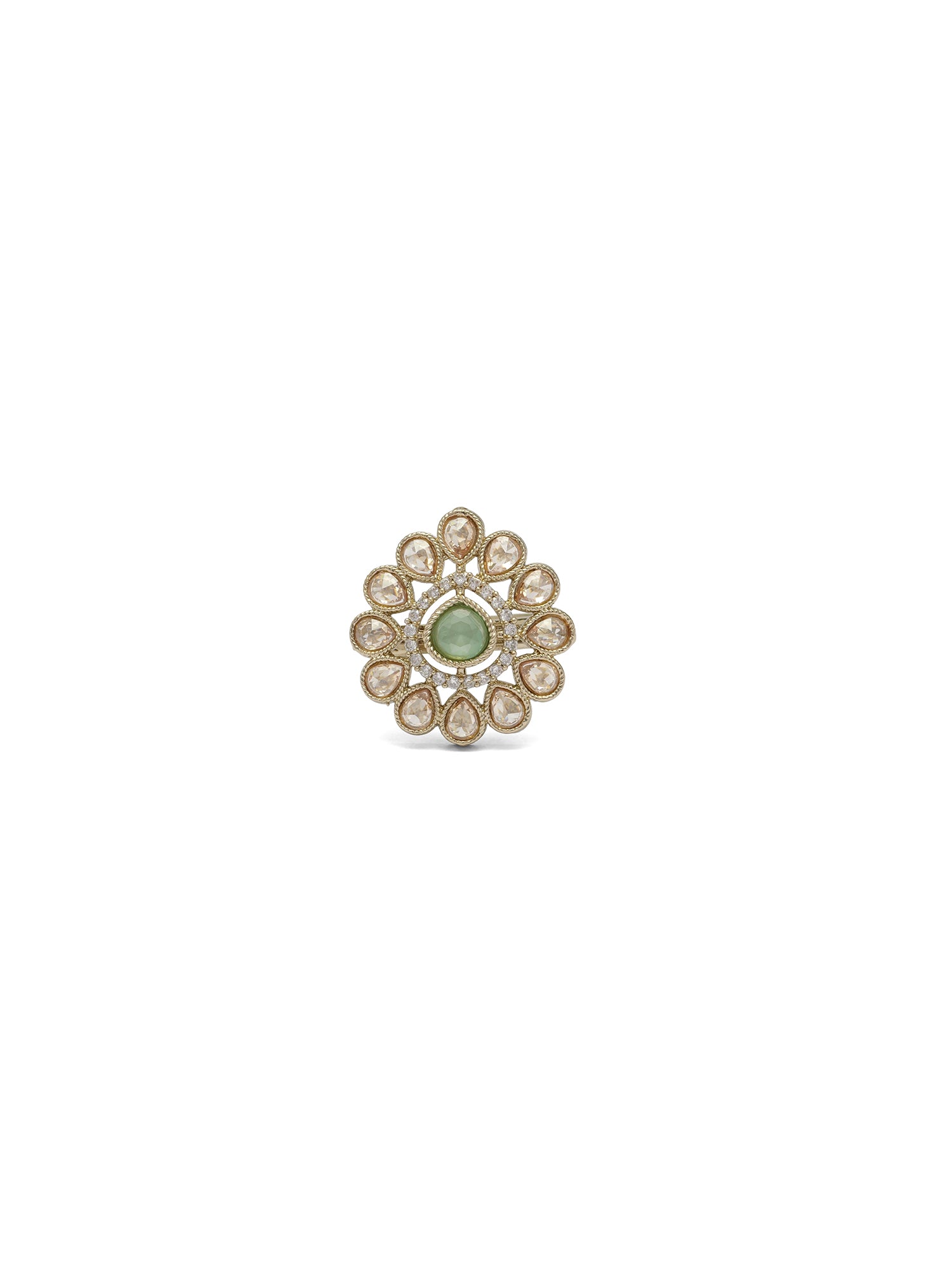Simran Ring in Mint and Antique Gold