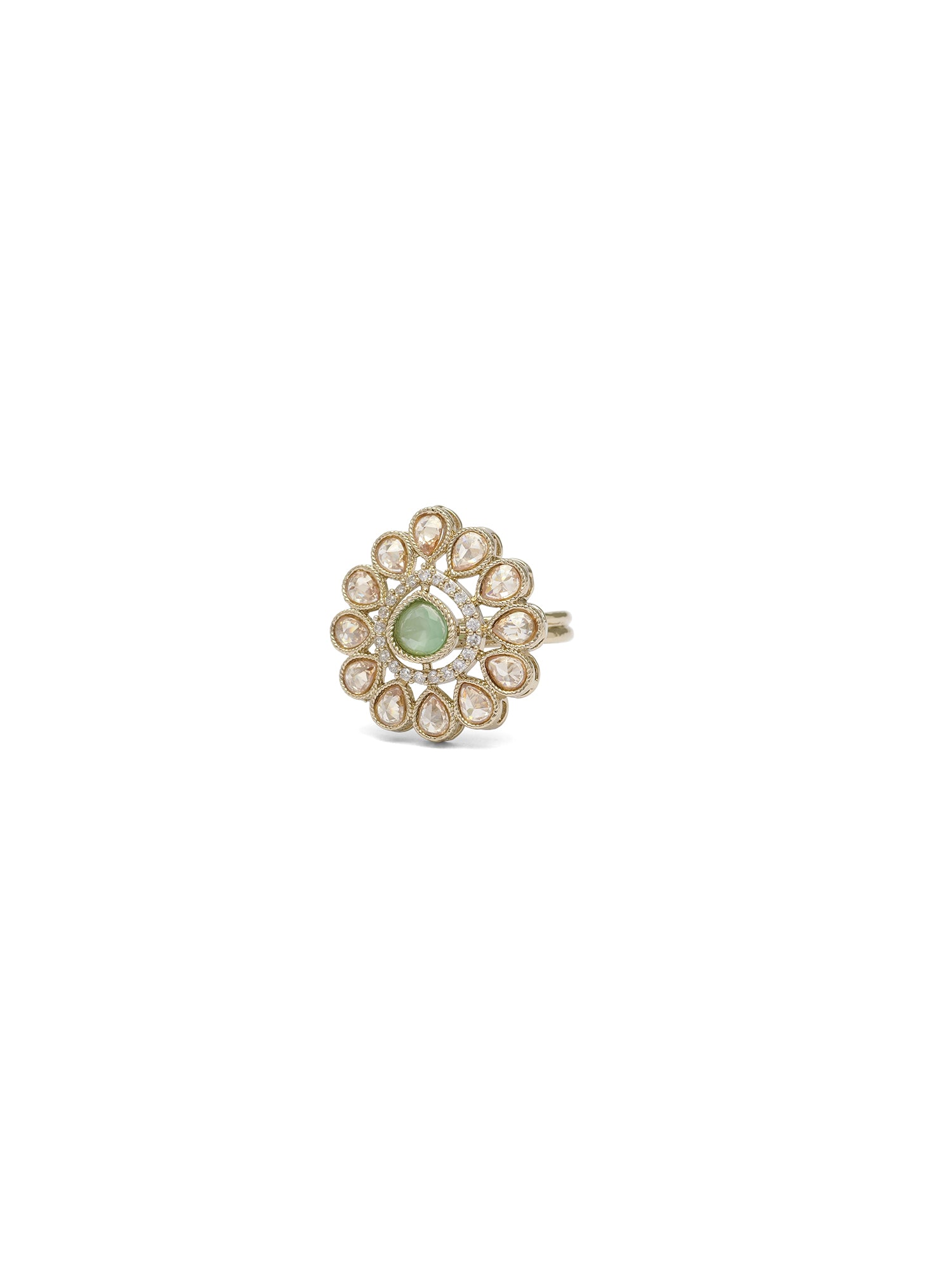 Simran Ring in Mint and Antique Gold