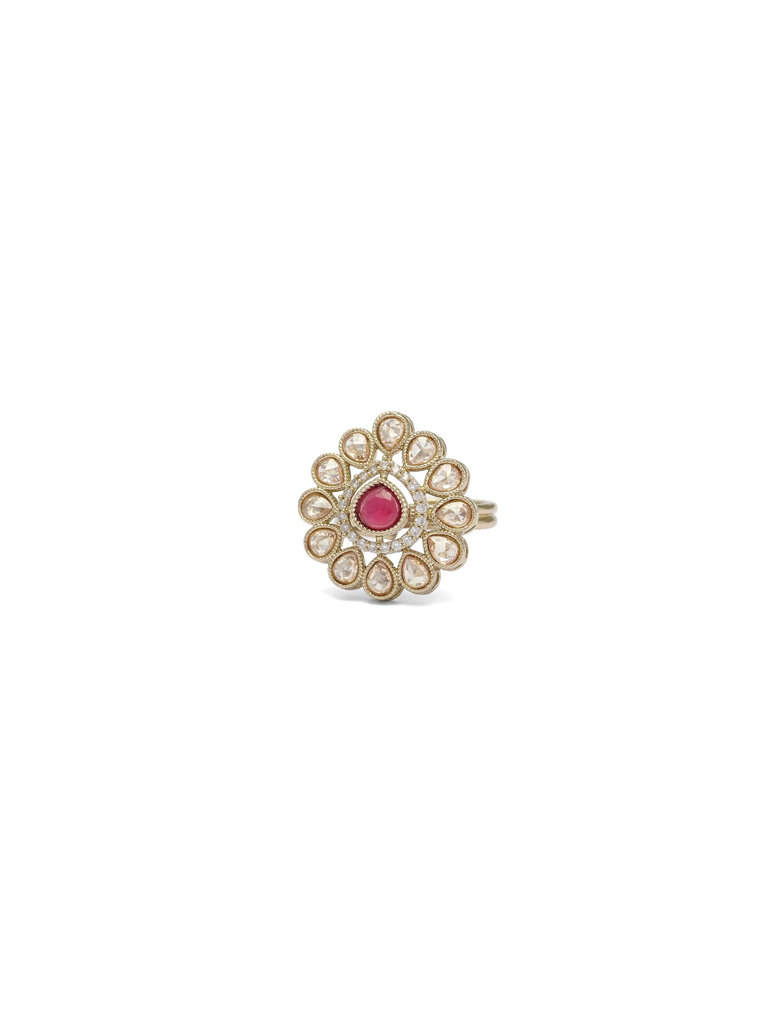 Simran Ring in Ruby and Antique Gold