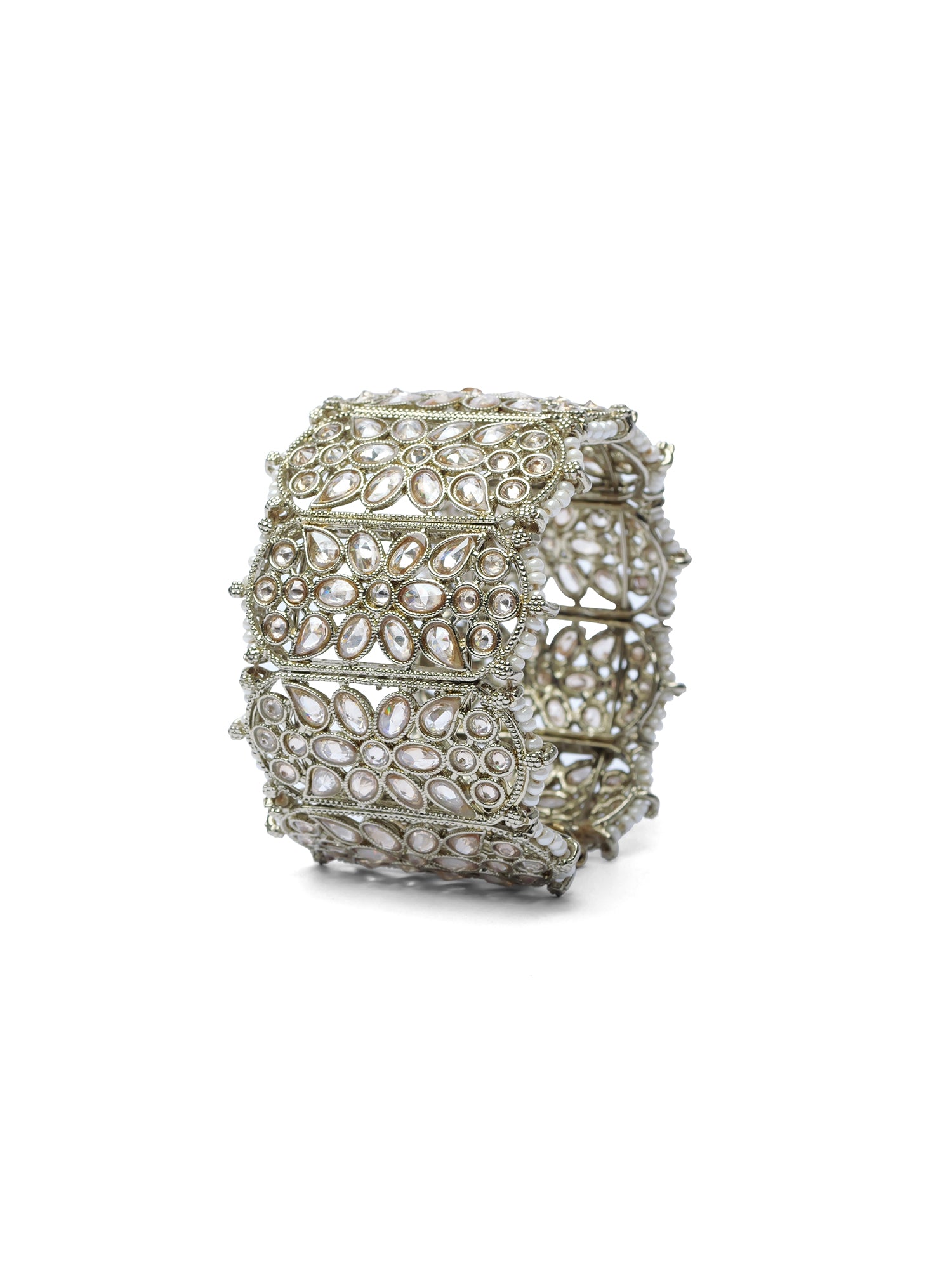 Sitara Wide Antique Gold and Pearl Bracelet