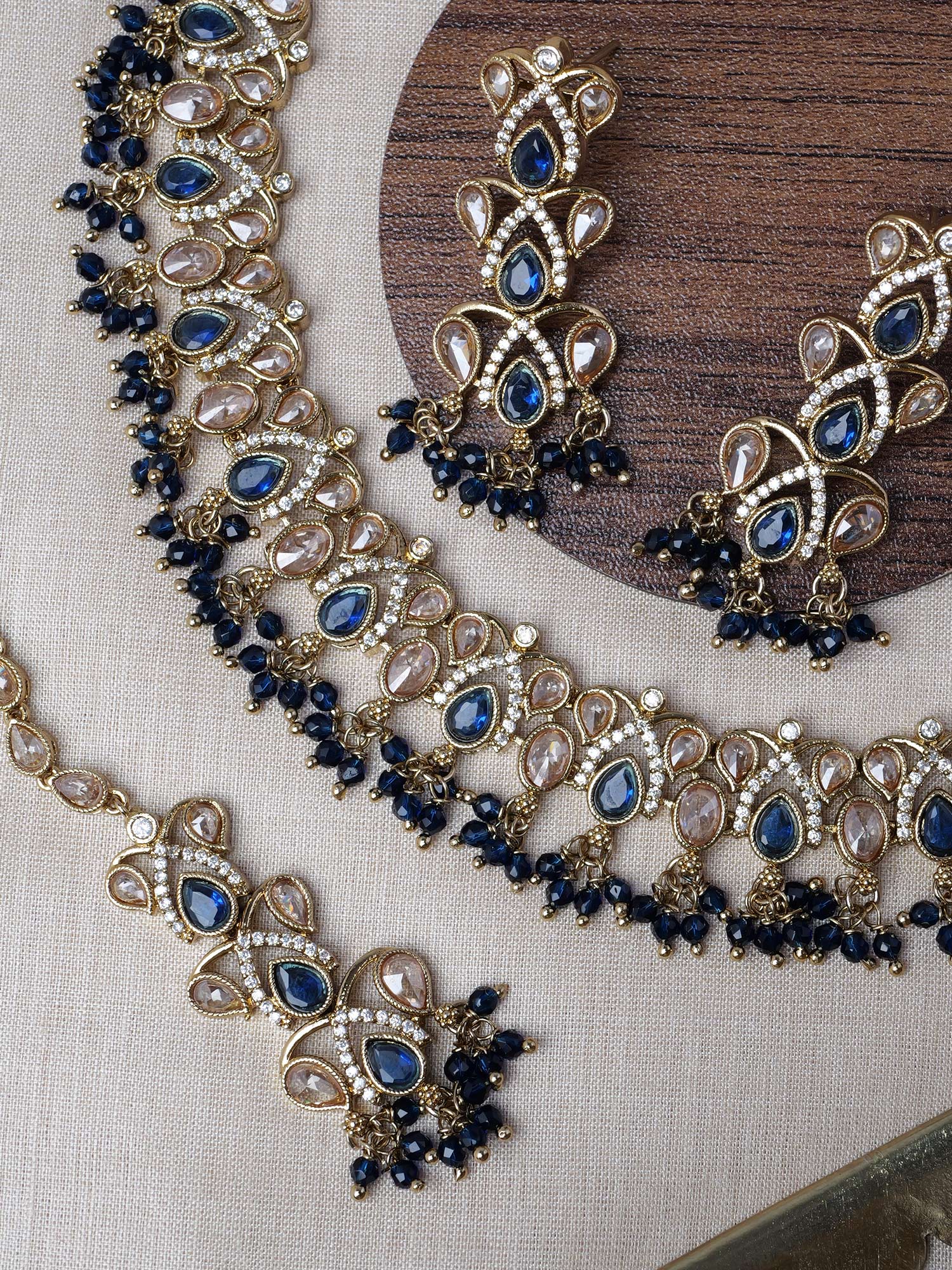Sneha Necklace Set in Navy