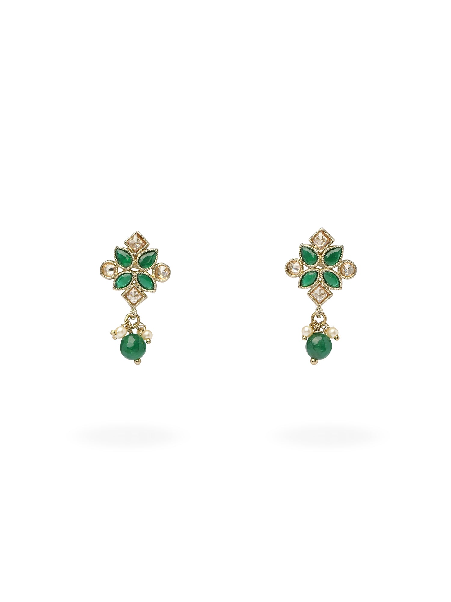 Soha Small Earrings in Pearl and Green