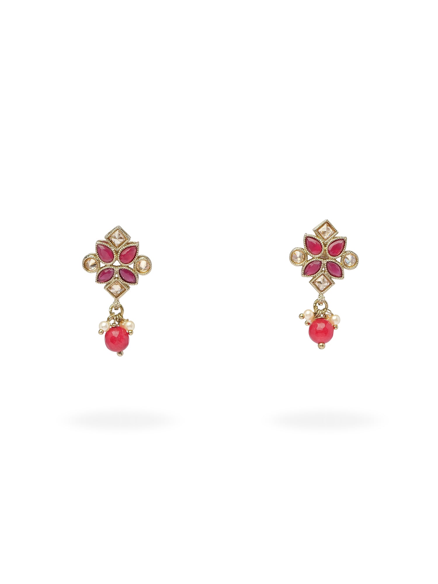 Soha Small Earrings in Pearl and Ruby