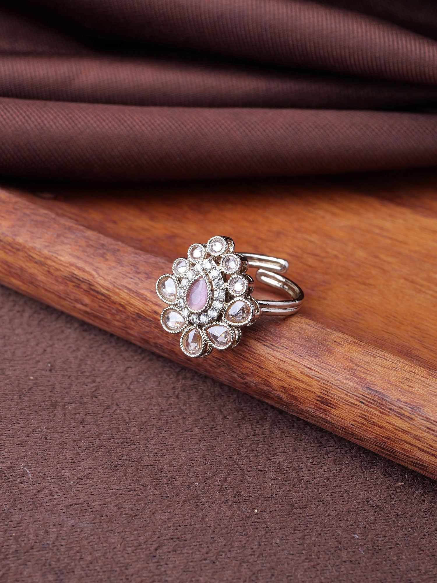 Sonal Crystal Ring in Light Pink
