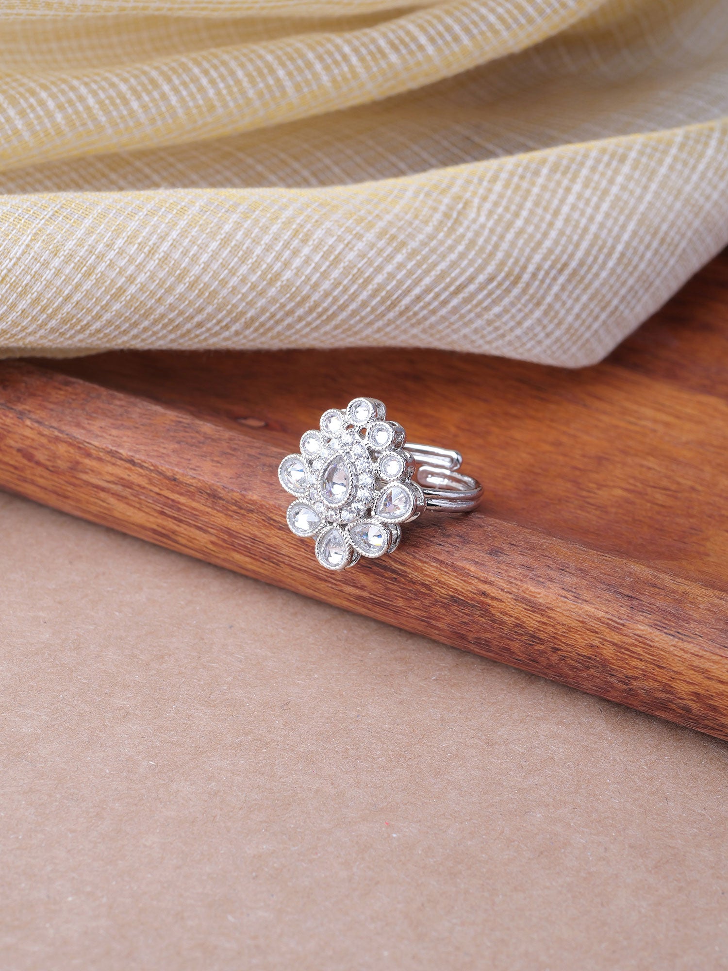 Sonal Crystal Ring in Rhodium