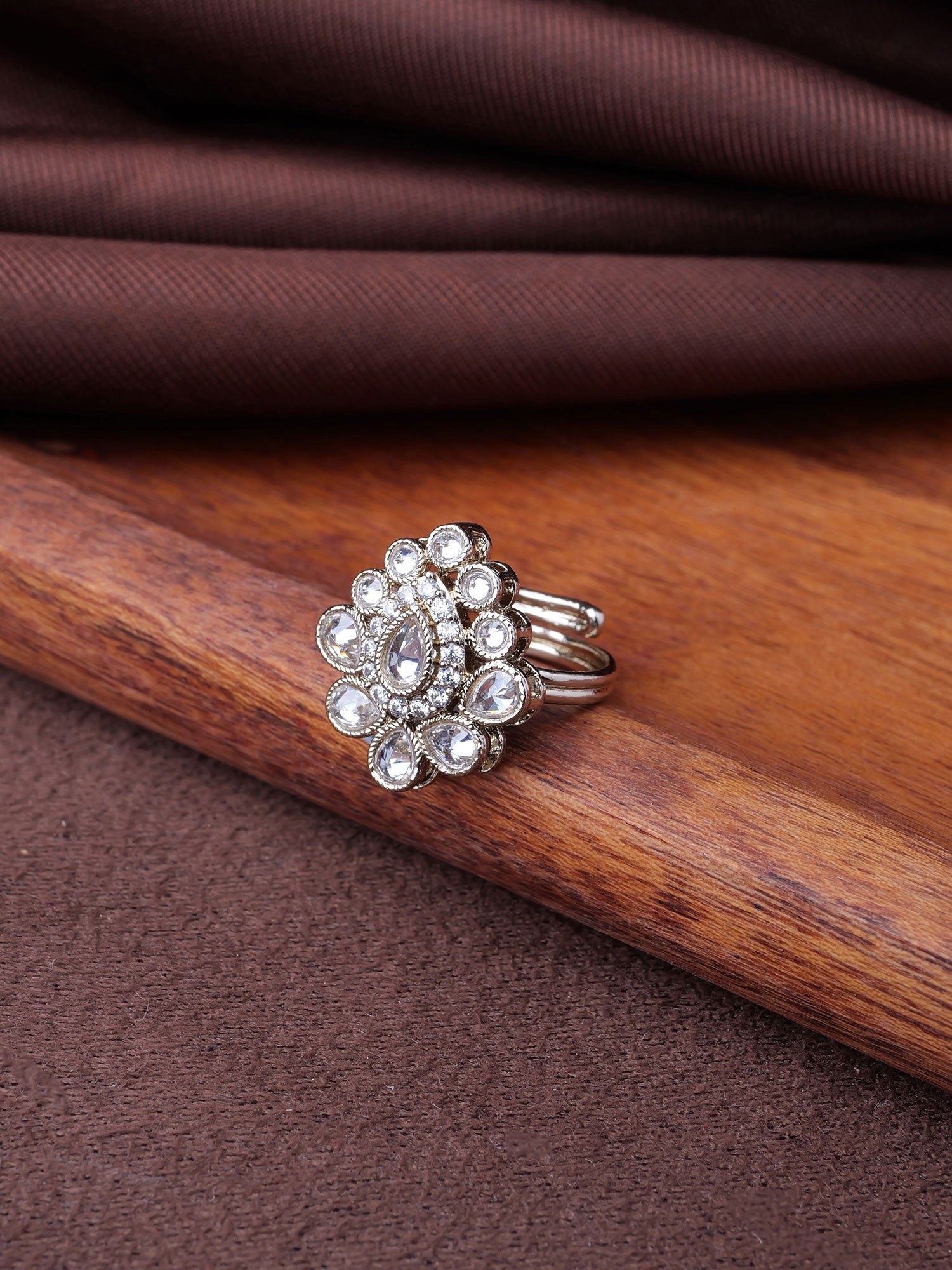 Sonal Crystal Ring in White