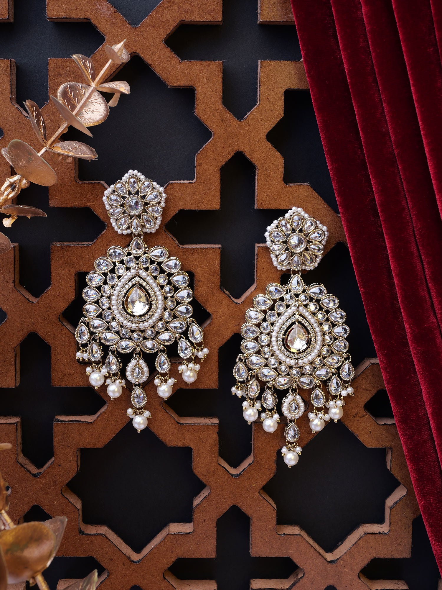 Sonam Statement Earrings in White and Pearl