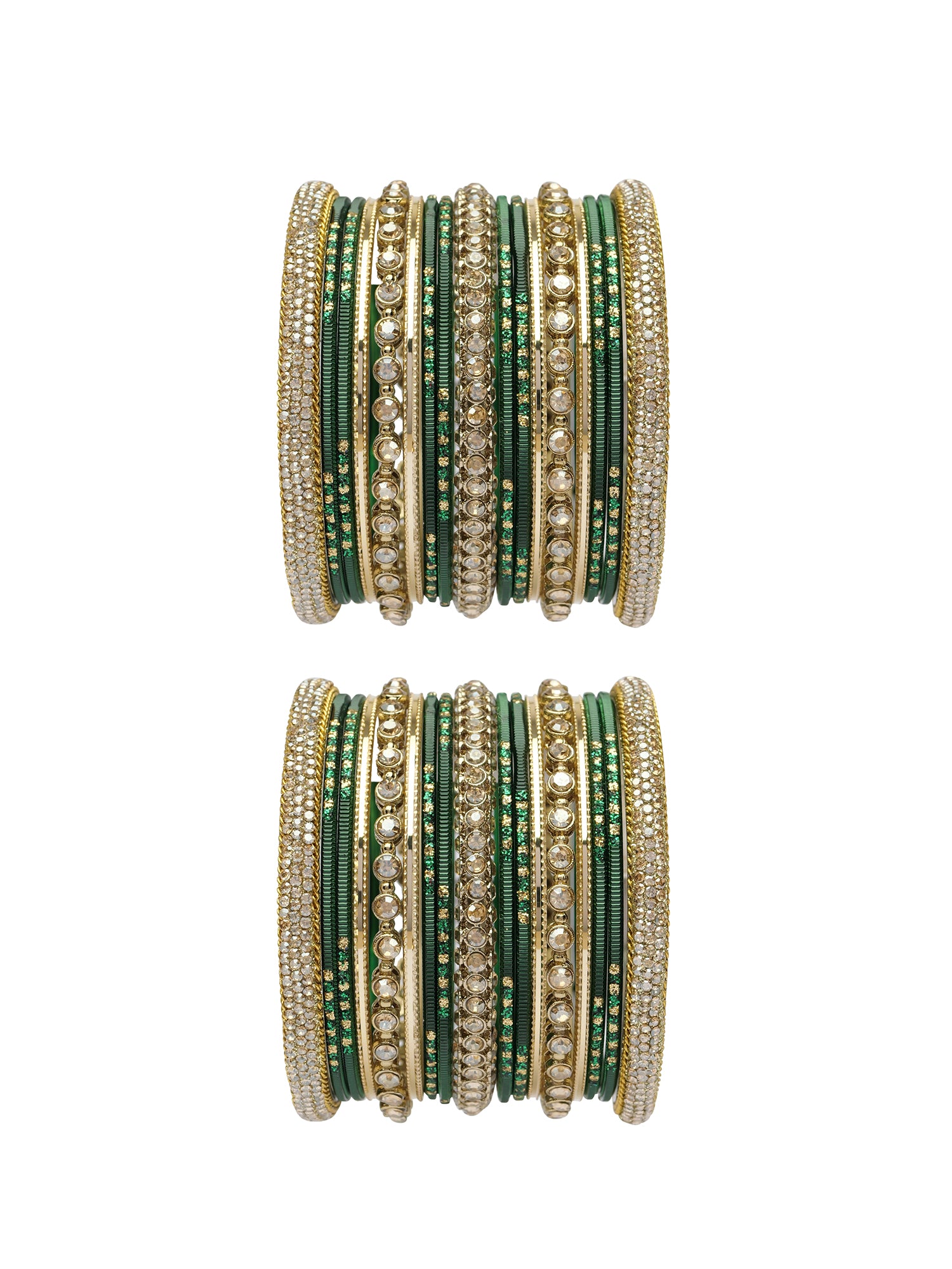 Sonari Bangle Set in Green and Antique Gold
