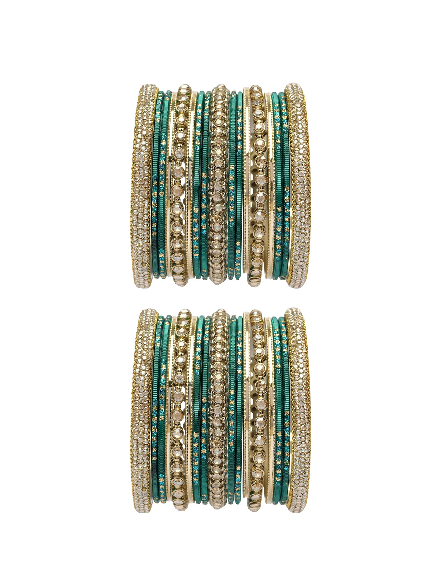 Sonari Bangle Set in Peacock Blue and Antique Gold