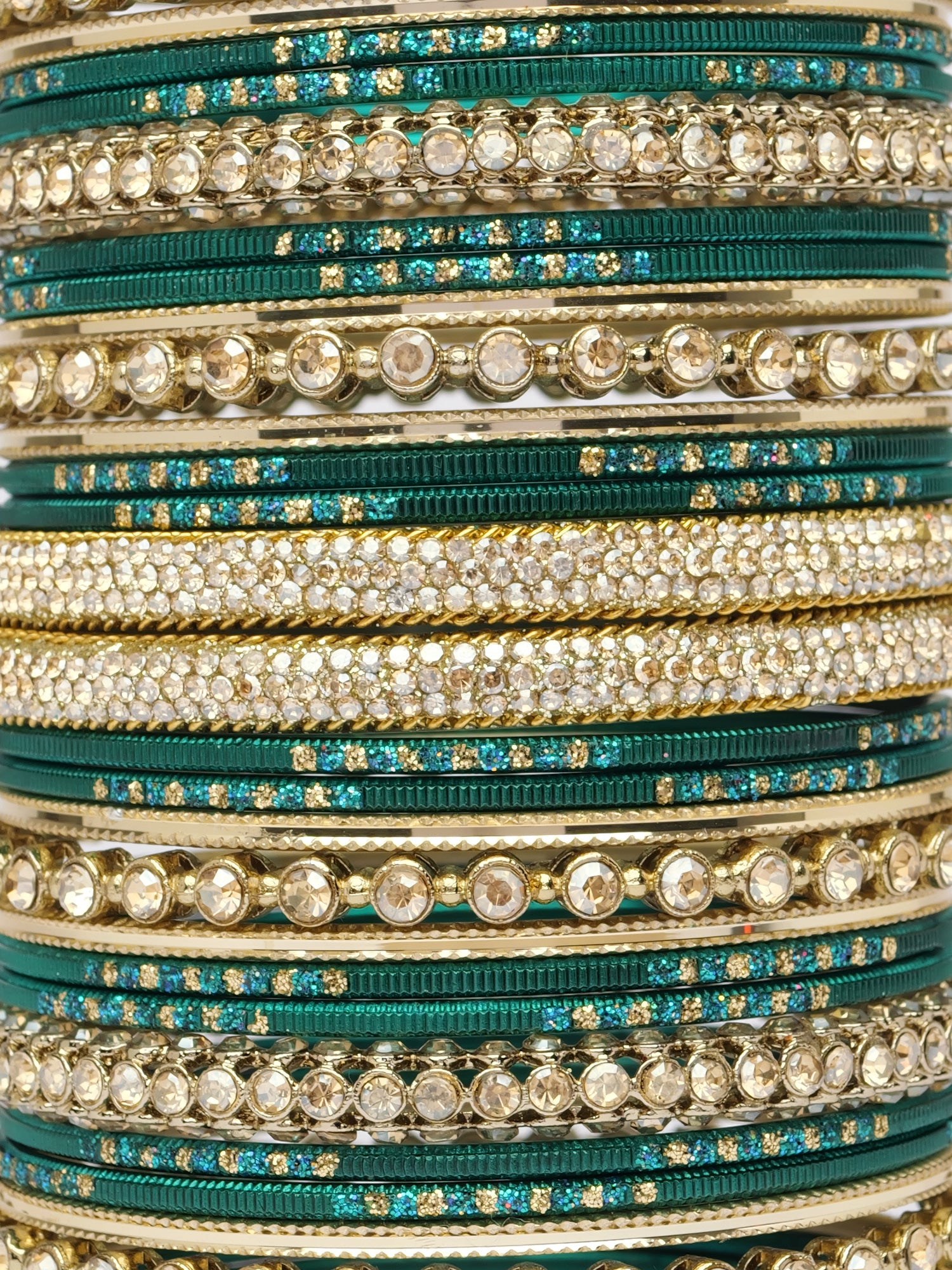 Sonari Bangle Set in Peacock Blue and Antique Gold