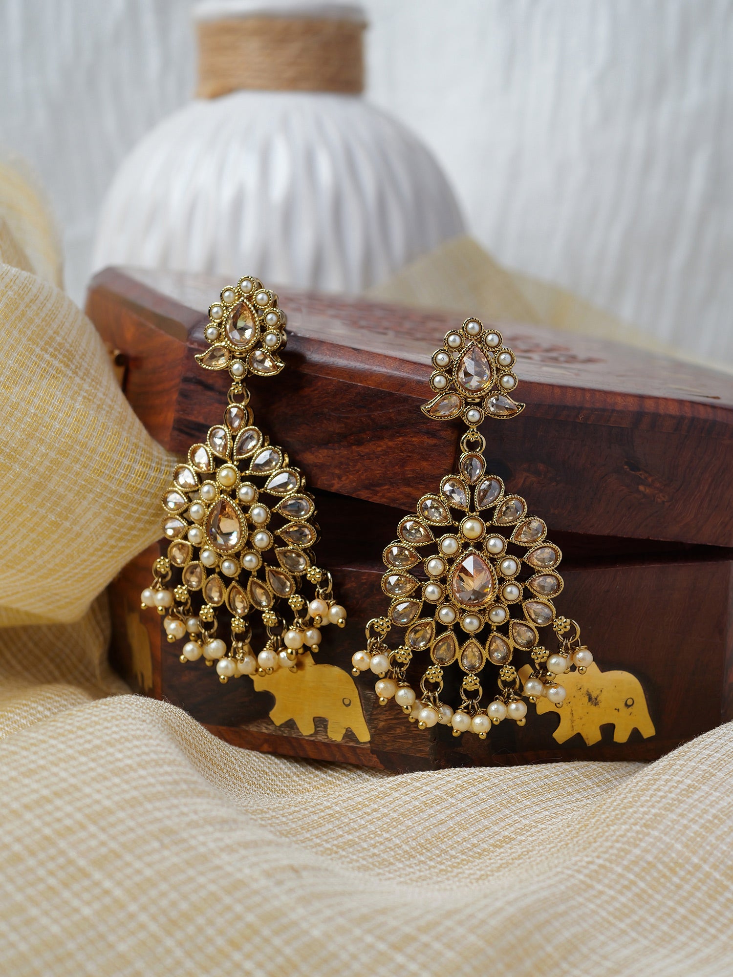 Soraya Long Earrings in Champagne