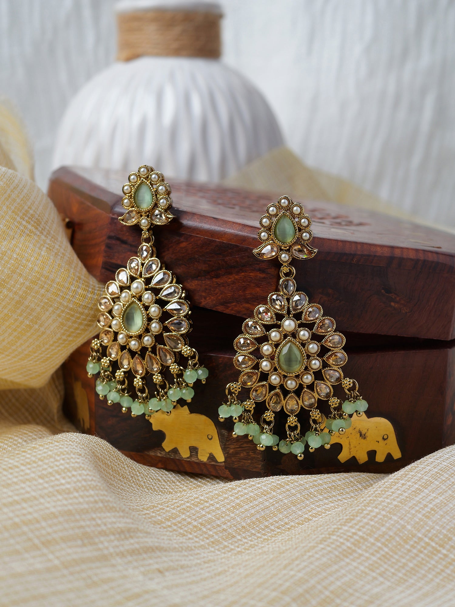 Soraya Long Earrings in Mint