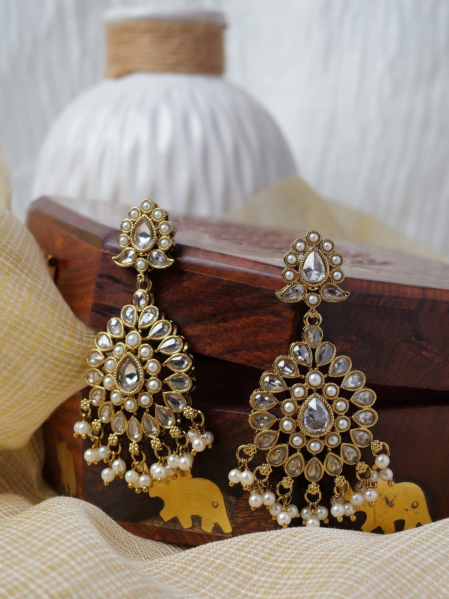 Soraya Long Earrings in White