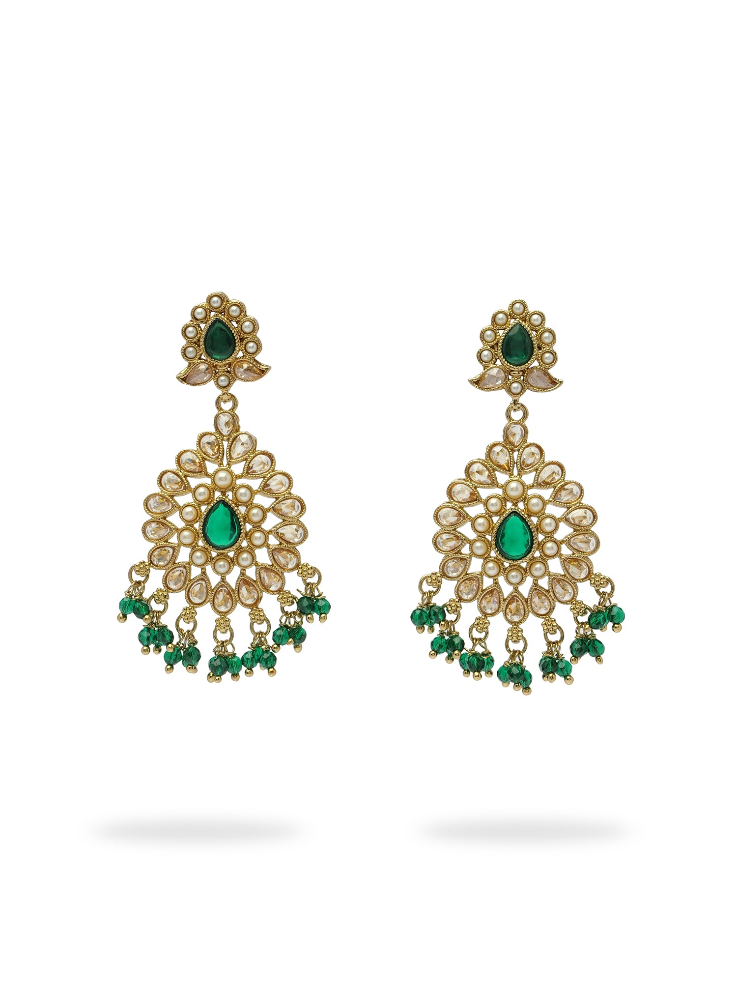 Soraya Long Earrings in Green