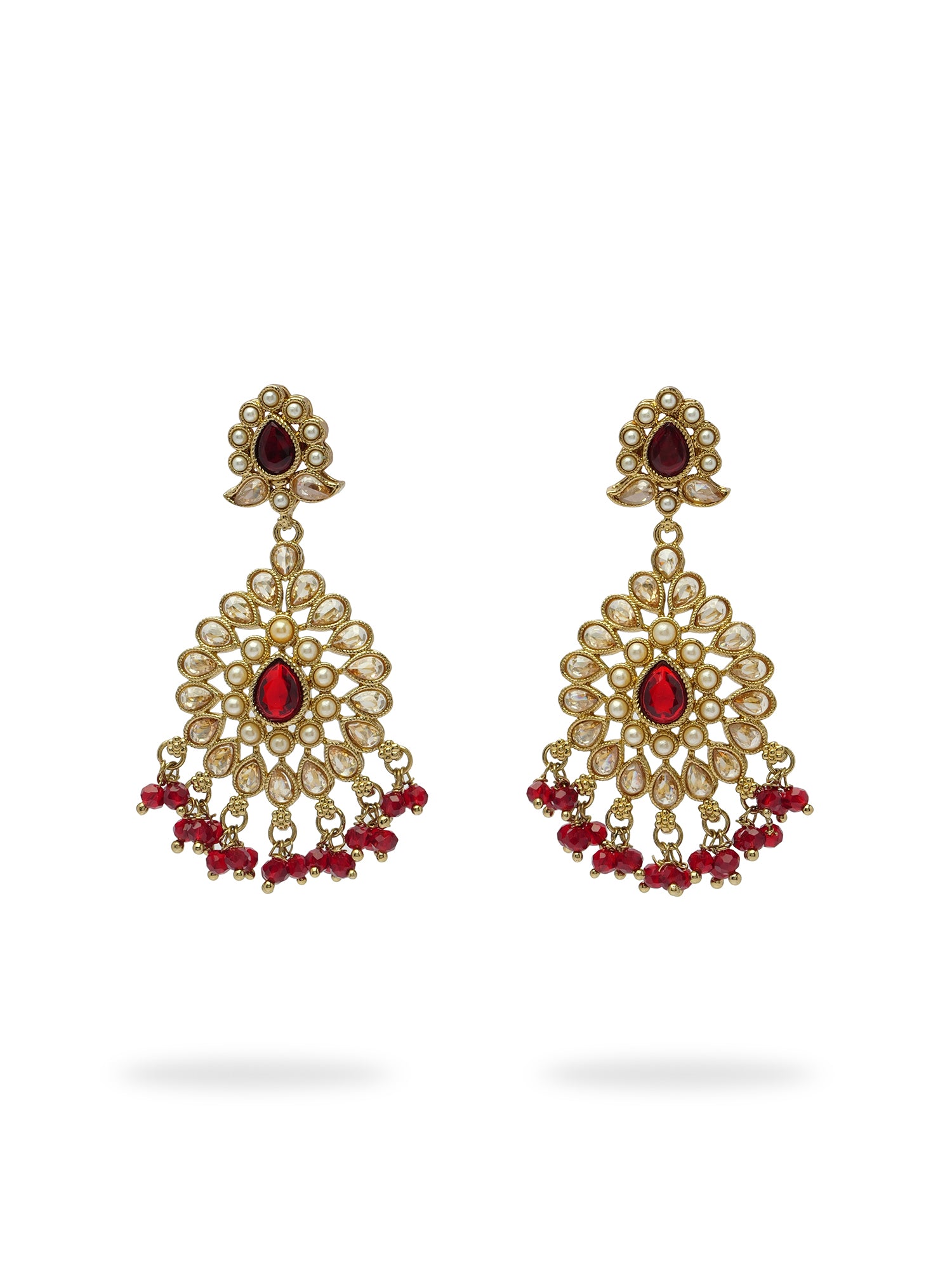 Soraya Long Earrings in Maroon