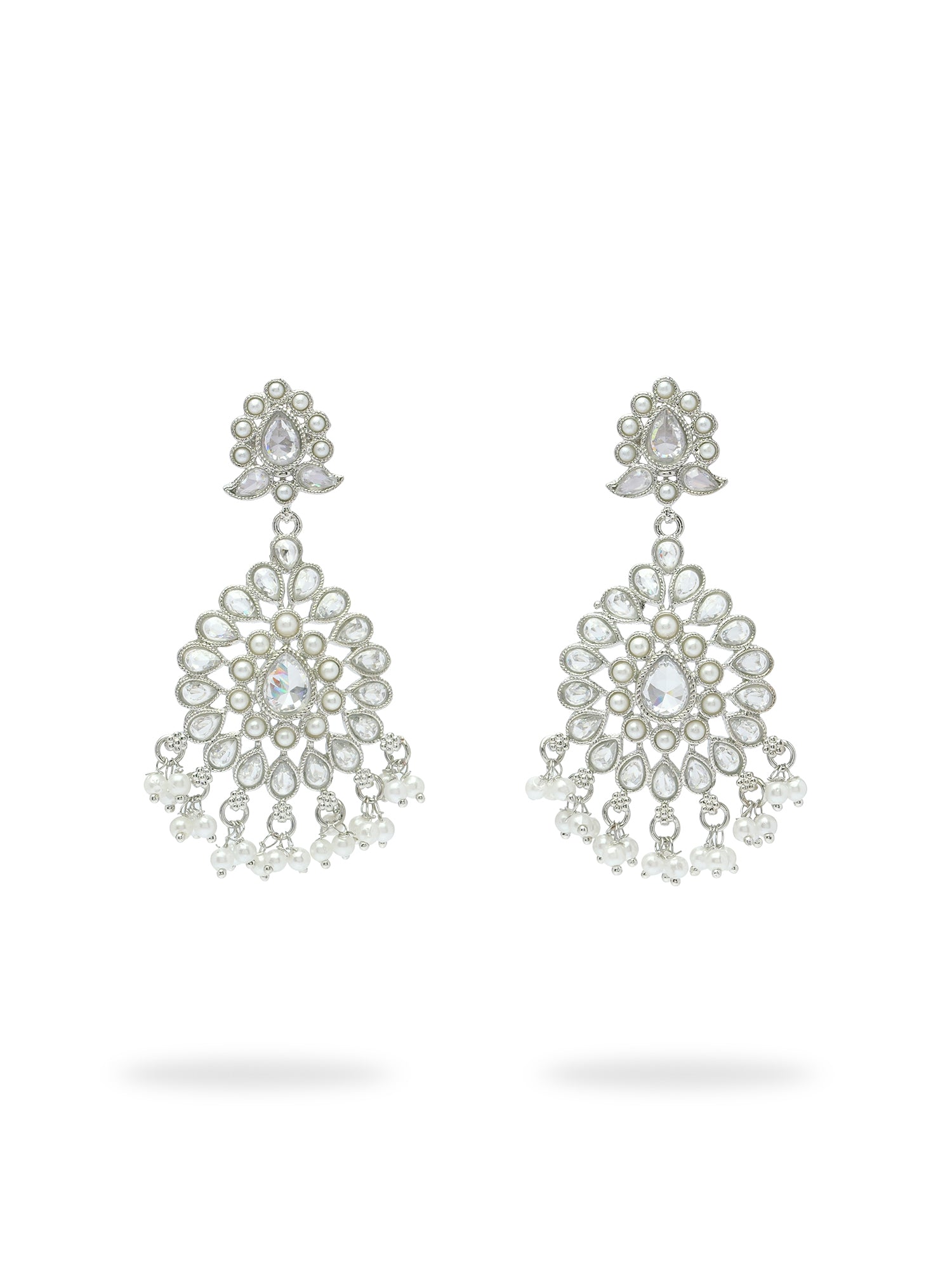 Soraya Long Earrings in Rhodium
