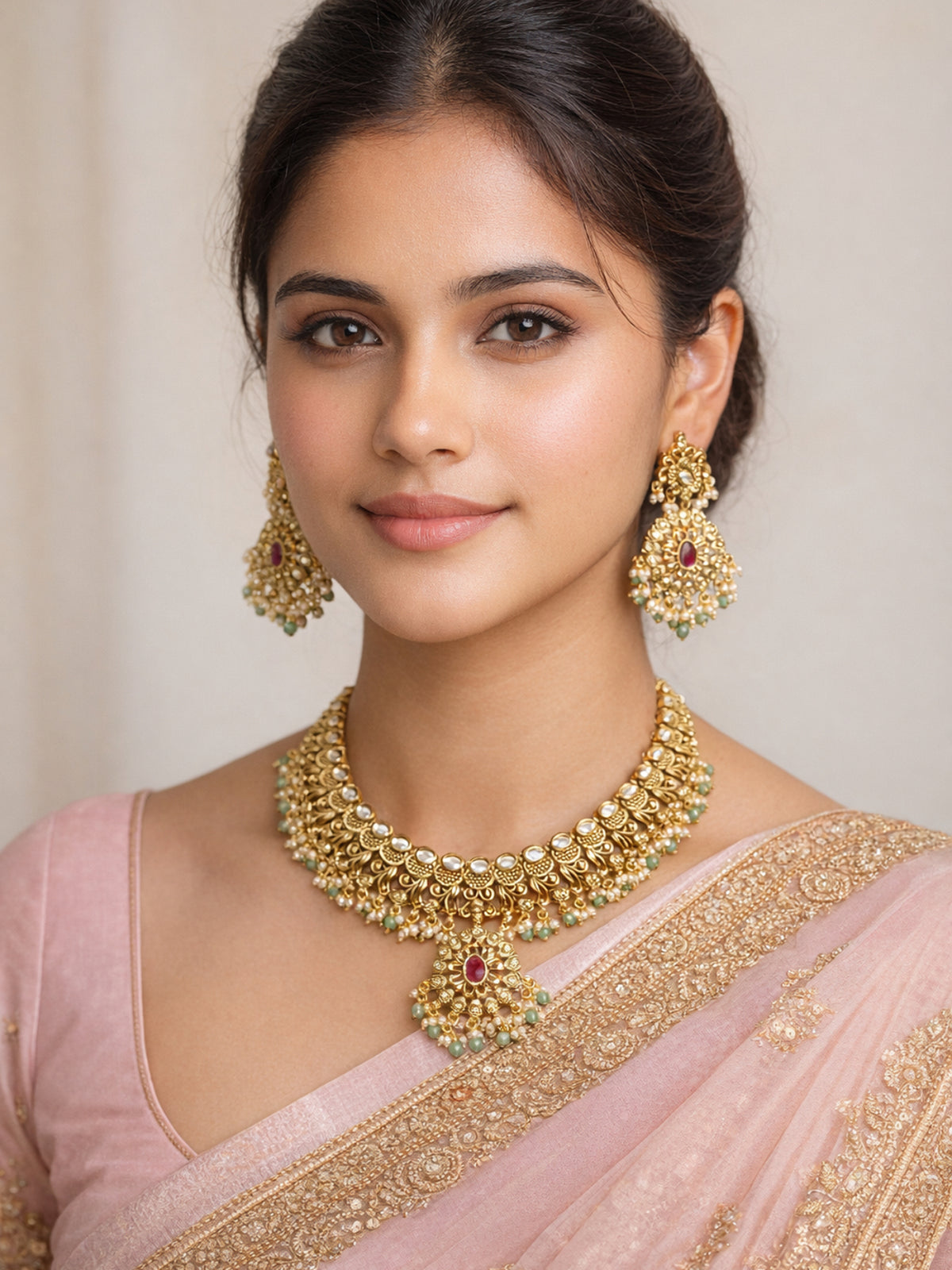 Sreedevi Kundan Necklace Set in Multi