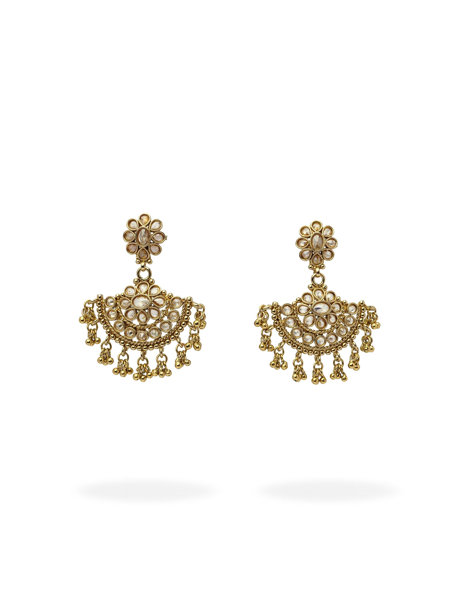 Suhana Long Earrings in Antique Gold