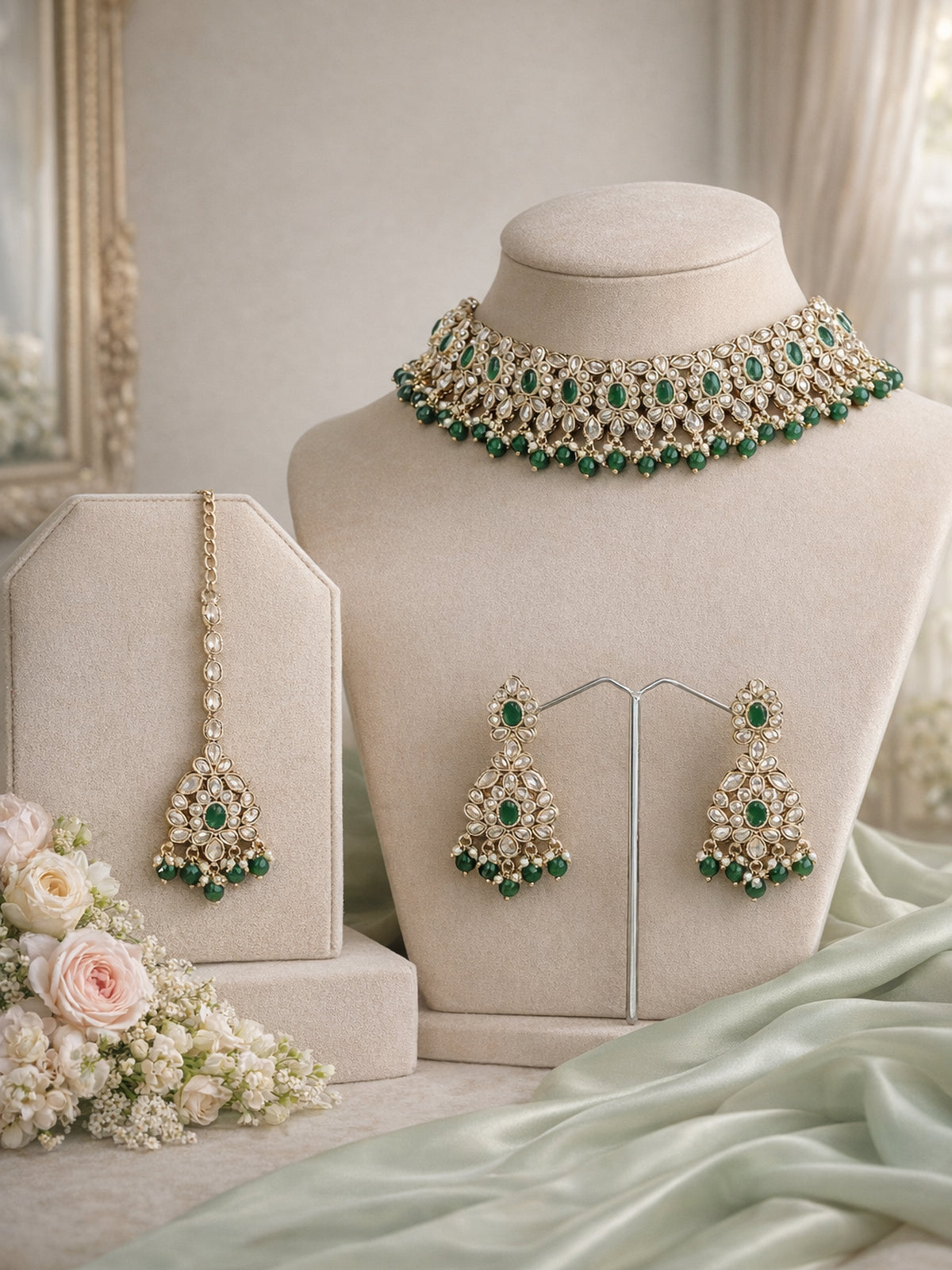Suhani Necklace Set in Green