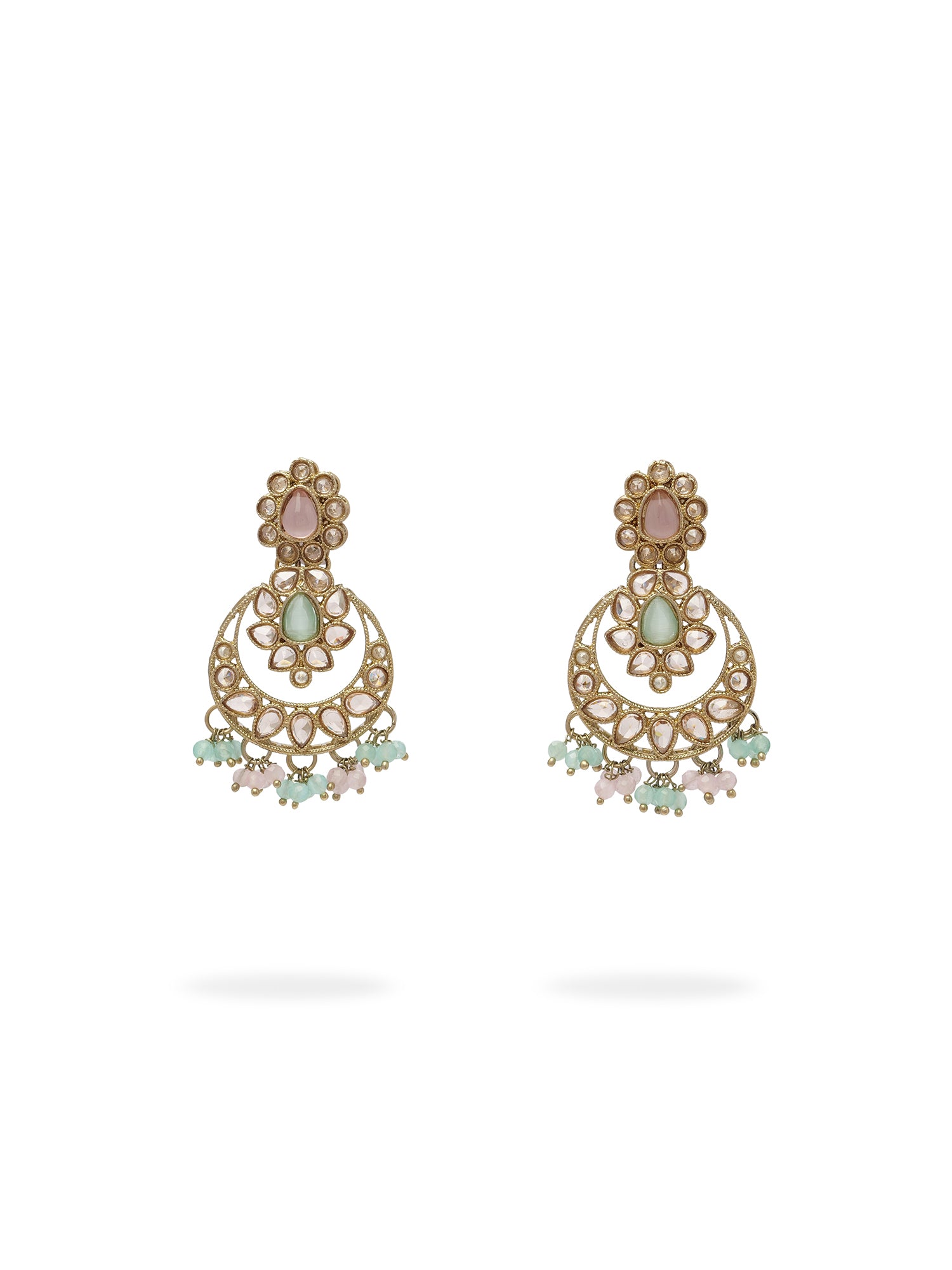 Sukhmani Cluster Necklace Set in Blue and Pink