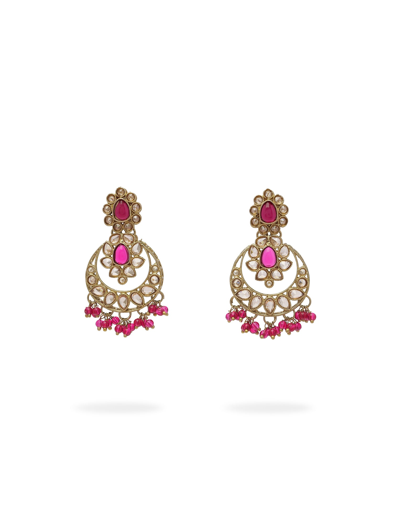 Sukhmani Cluster Necklace Set in Hot Pink