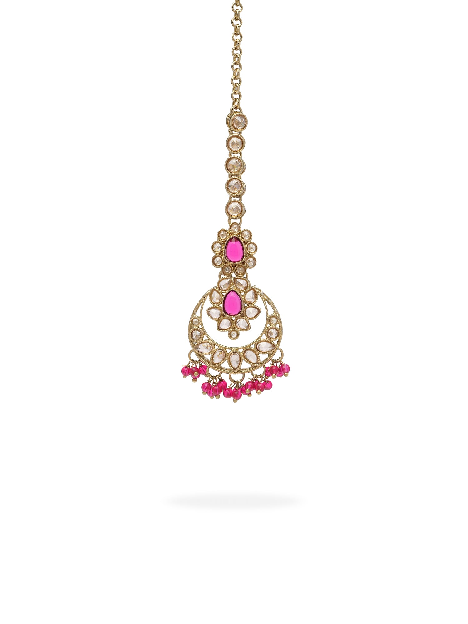Sukhmani Cluster Necklace Set in Hot Pink