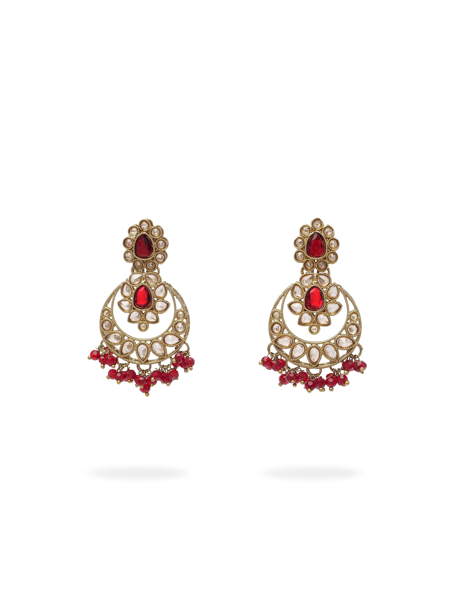 Sukhmani Cluster Necklace Set in Maroon