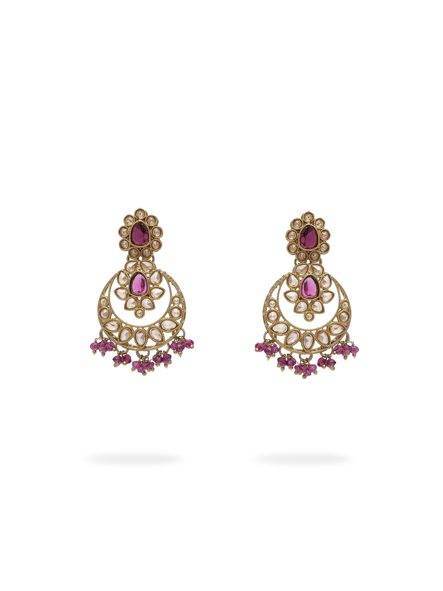 Sukhmani Cluster Necklace Set in Purple