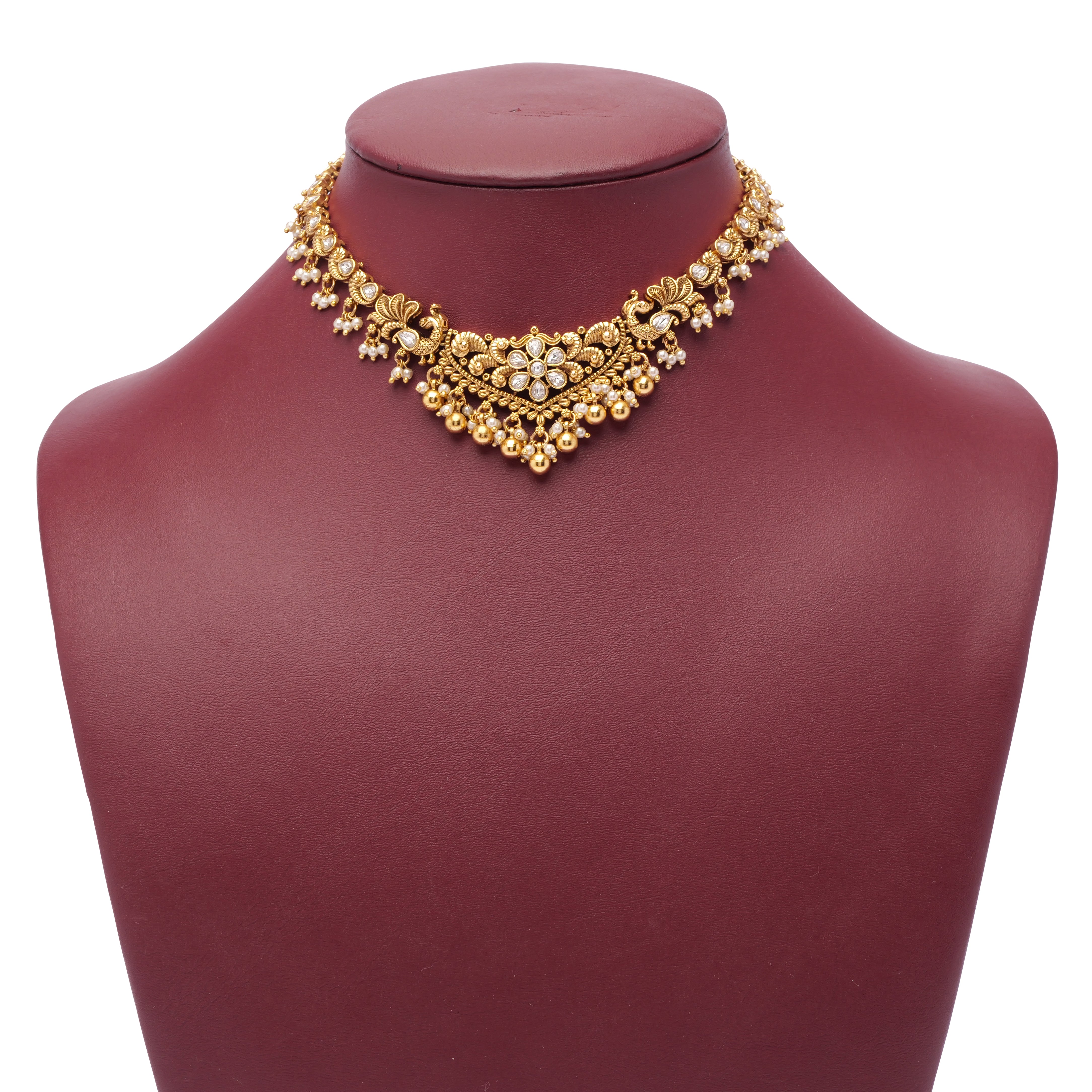 Sultana Kundan Necklace Set in White