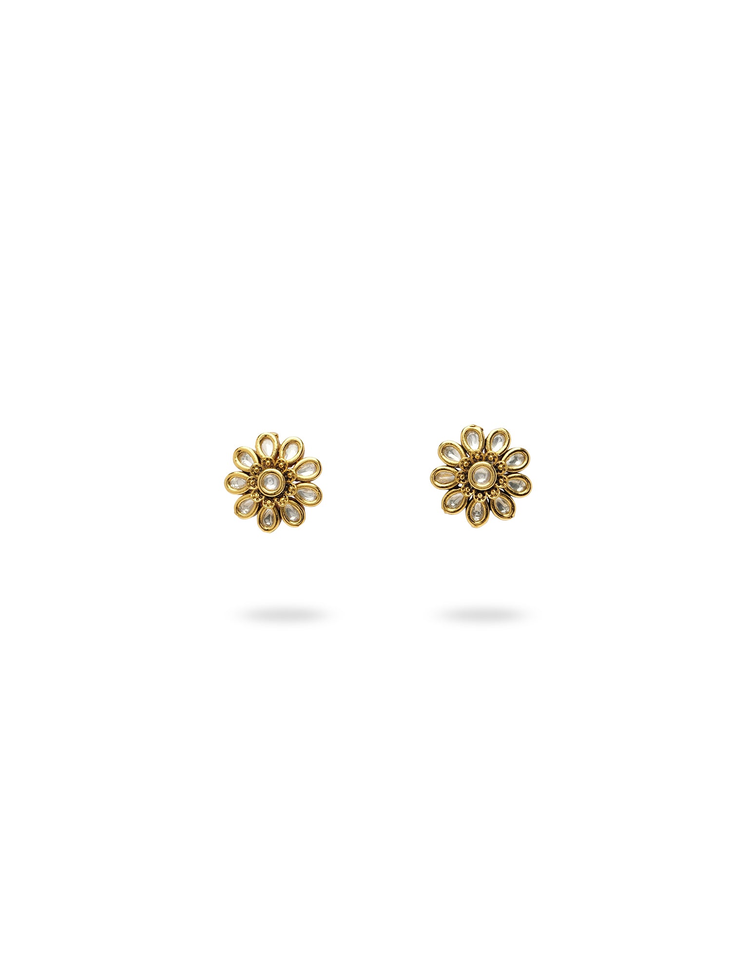 Suman Kundan Stud Earrings in White