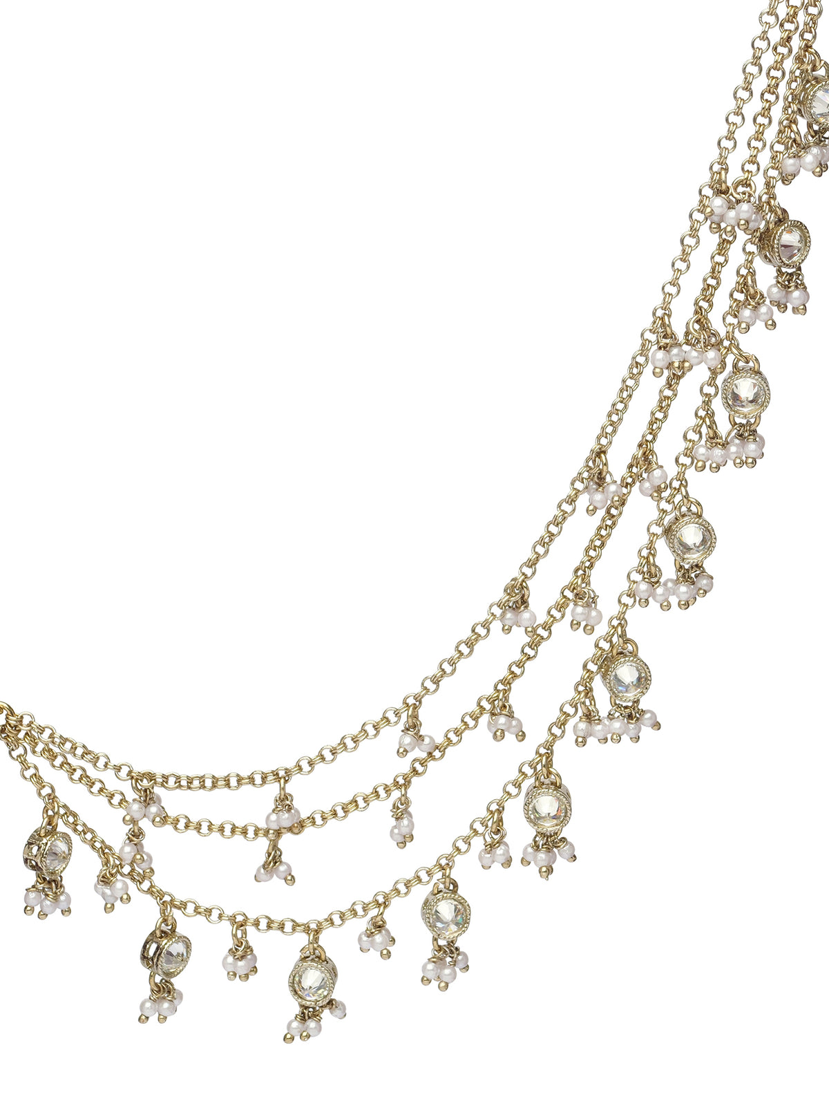 Sunaina Layered Ear Chains in White