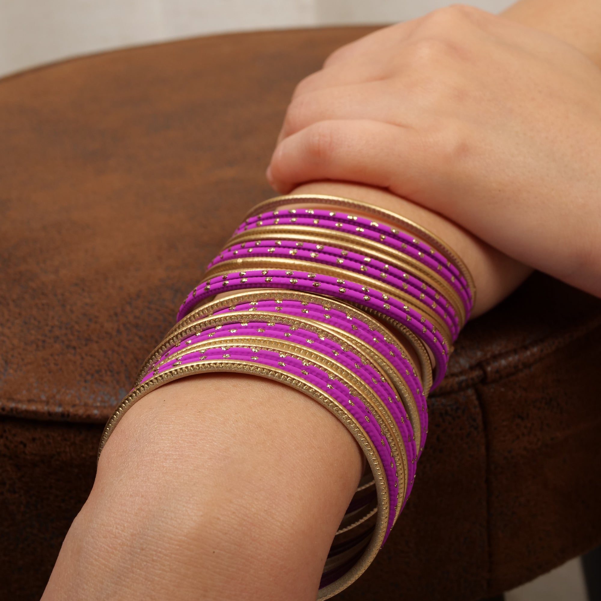 Sunset Purple and Gold Bangle Stack