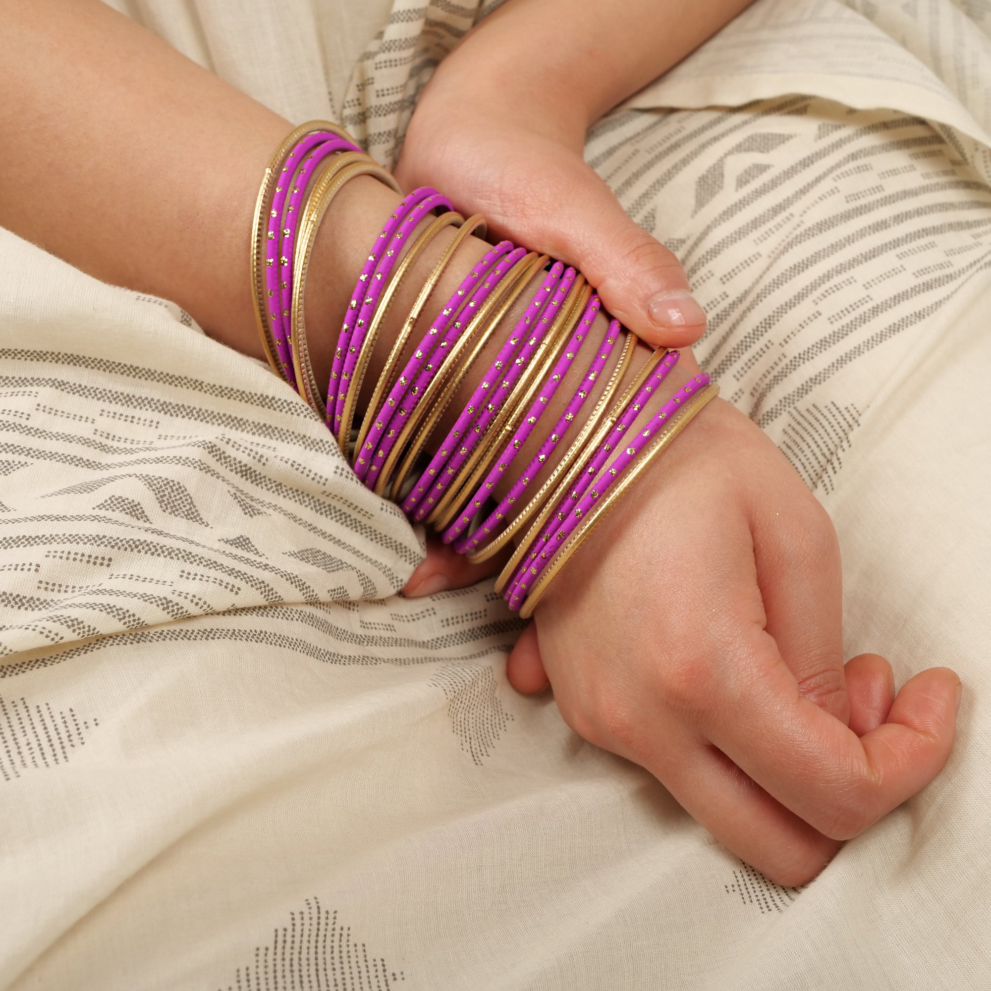 Sunset Purple and Gold Bangle Stack