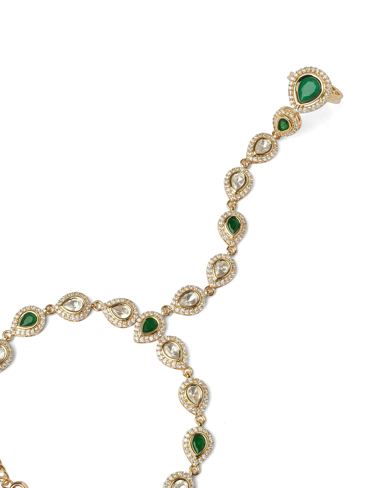 Suryani Kundan Hand Chain in Green
