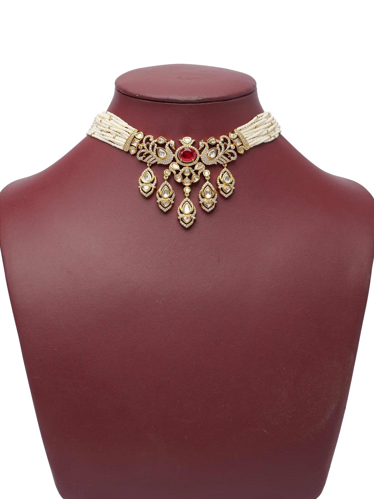 Swarna Kundan Choker Set in Ruby
